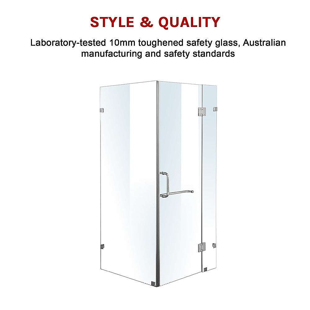 10mm Frameless Glass Shower Screen - 1000 x 900mm by Della Francesca - Perfect for Modern Bathrooms and Spa-Like Showers