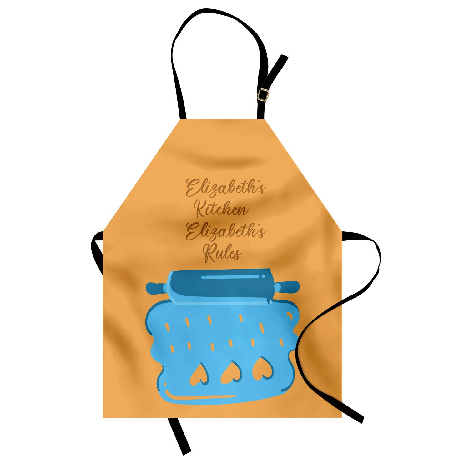 Ambesonne Personalized Chef Apron - Cartoon Baking & Cooking Design with Colorful Rolling Pin & Heart Motif - Adjustable Unisex Kitchen Bib for Adults (Sky Blue) - Perfect for Home Cooking, Baking Parties & Culinary Gifts