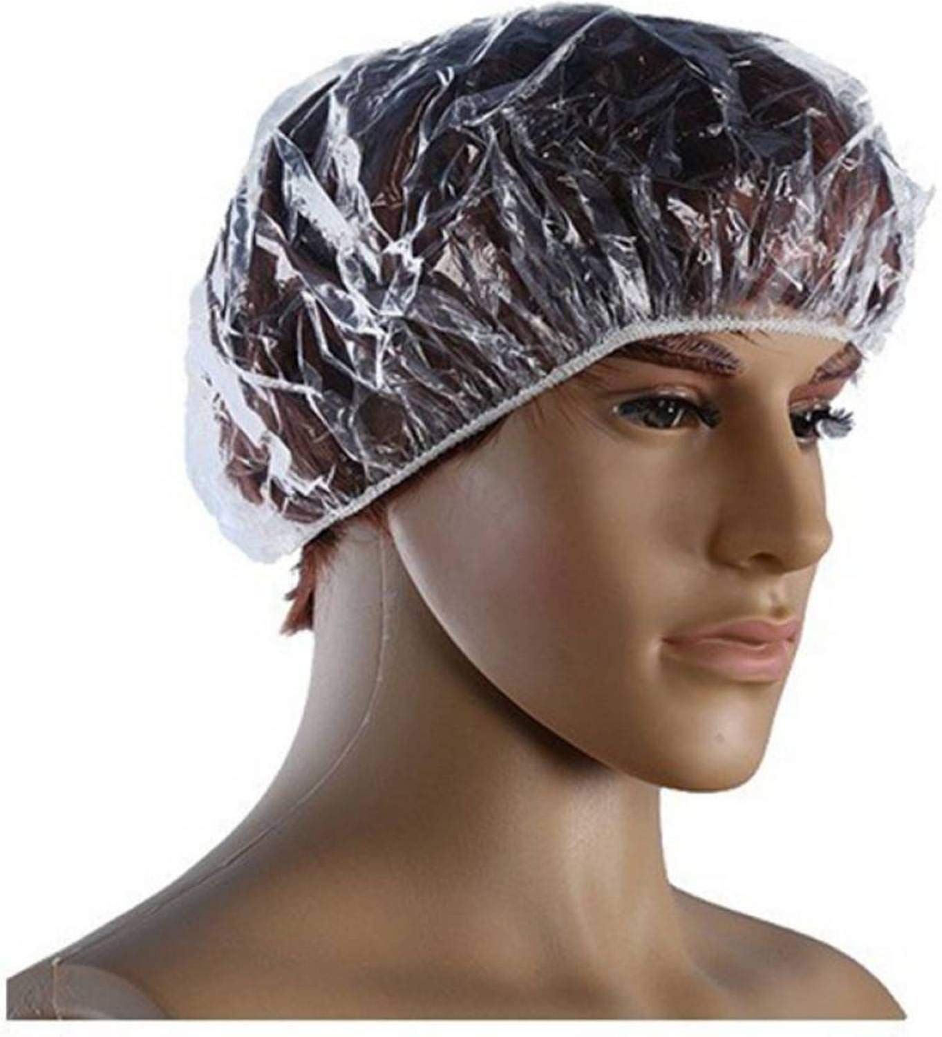 NUVO MEDSURG Disposable Shower Cap - 100 Pack Transparent Shower Caps for Hospital, Salon & Home Use - Waterproof Hair Protection for Bathing, Spa & Hair Treatments