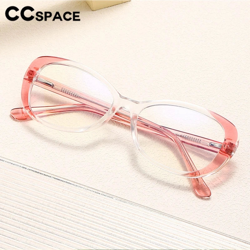 CCspace Women's Full Rim Small Oval Polycarbonate Eyeglasses Frame 301422 - Lightweight & Durable for Work, Reading & Everyday Use