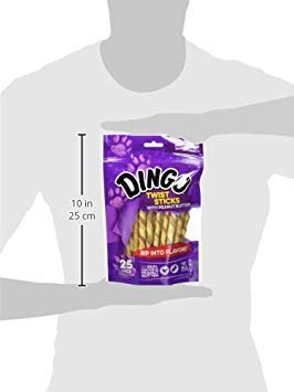Dingo Twist Sticks with Peanut Butter - Natural Rawhide Dog Chews for Small, Medium & Large Breeds (25 Count) | Dental Health Treats for Aggressive Chewers & Training Rewards