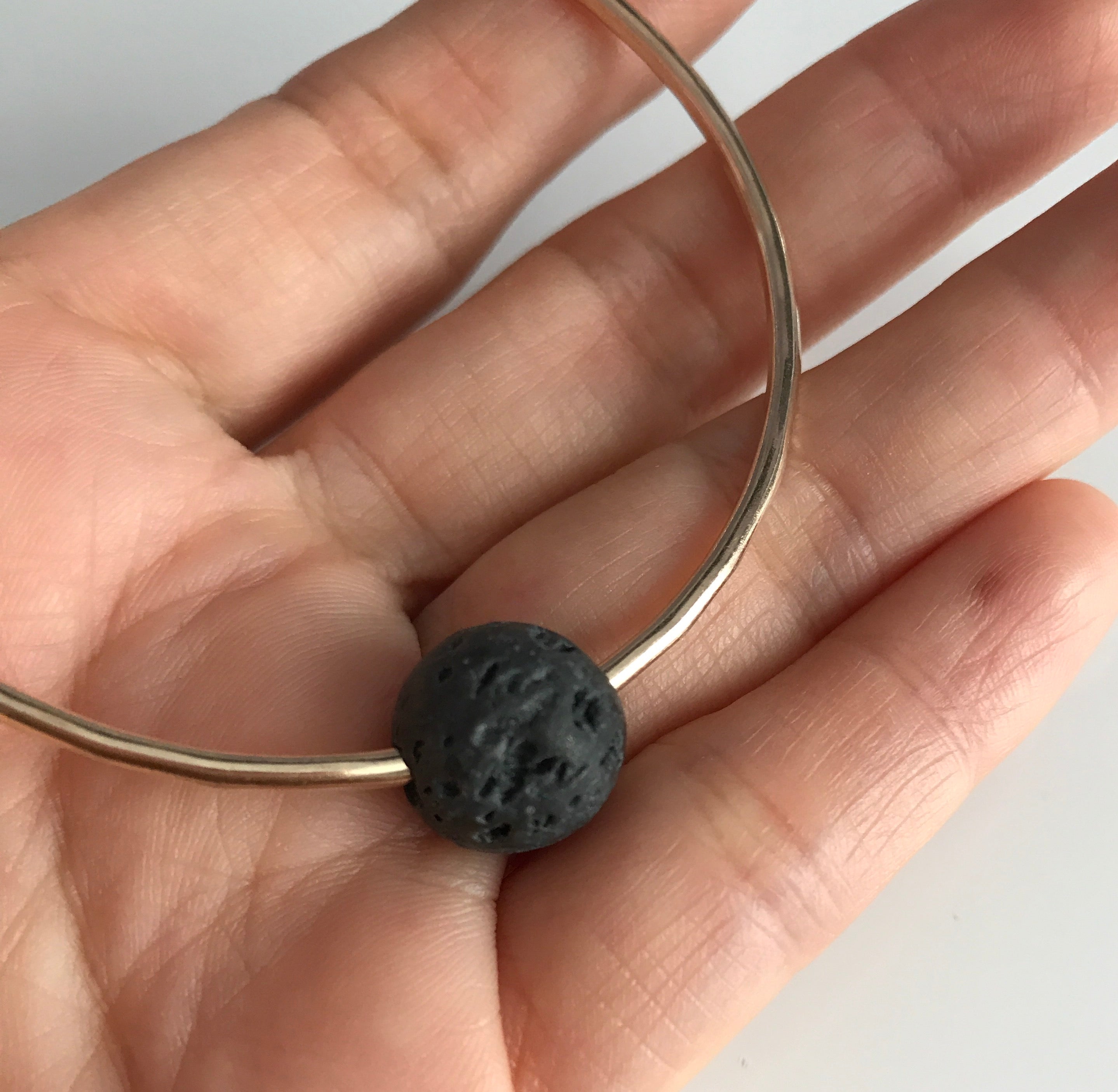 Lava Stone Bead Bracelet for Women - Natural Black Lava Rock Bangle (B344) | Stress Relief, Meditation & Spiritual Healing Jewelry