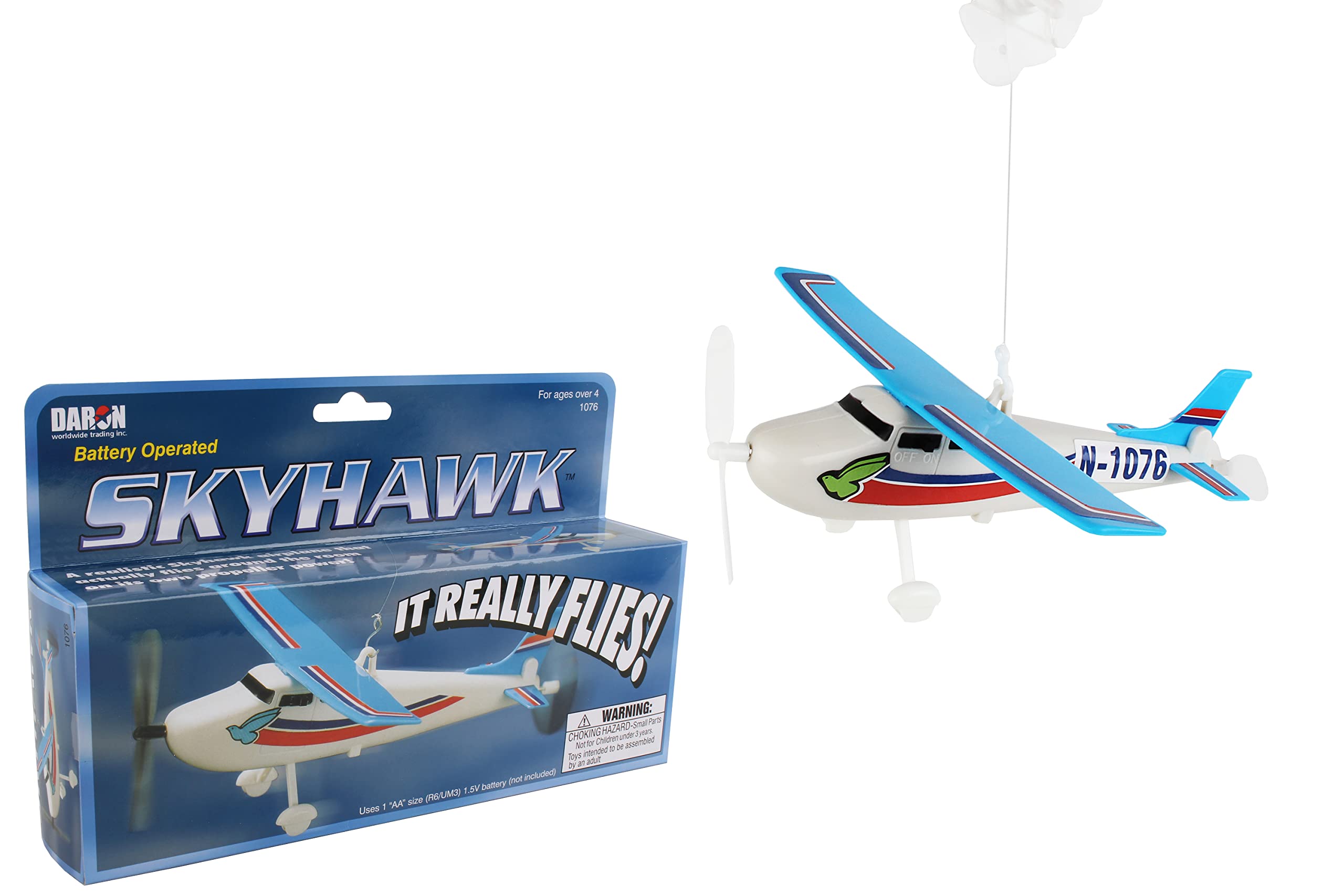 Daron Flying Skyhawk on a String - Blue Toy Airplane | Fun Interactive Hanging Aircraft for Kids' Room Decor & Playtime | Perfect for Aviation-Themed Bedrooms & Birthday Gifts