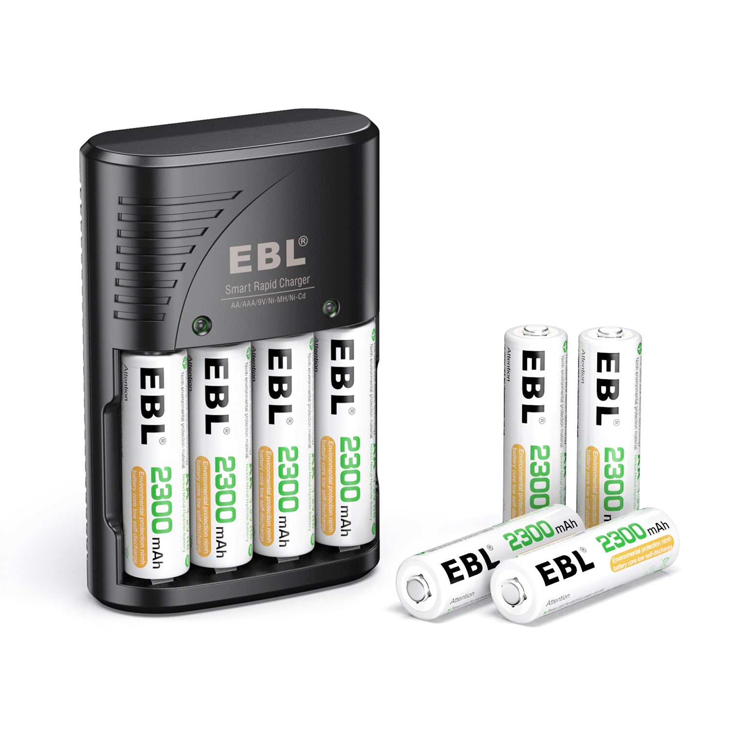 EBL 802 Smart Battery Charger with 8 AA AAA Rechargeable Batteries Kit - Fast Charging for Digital Cameras, Game Controllers & Household Electronics