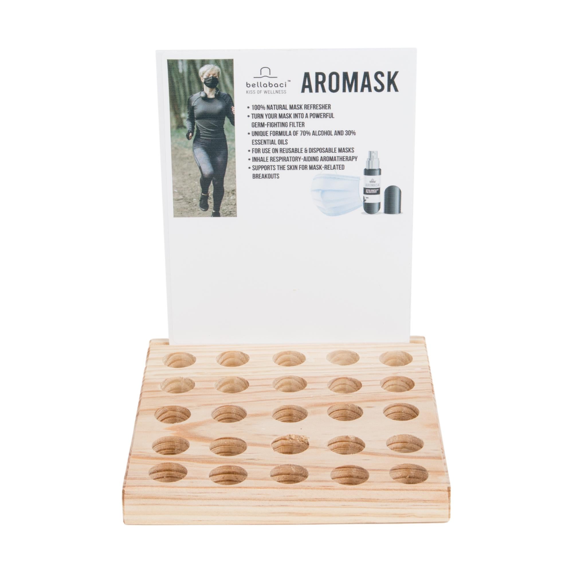 Bellabaci Aromask Aromatherapy Essential Oil Spray Set - 25 Count with Retail Display & Tester - Perfect for Spa, Yoga, and Home Relaxation