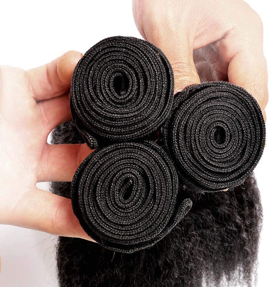 10A Yaki Kinky Straight 100% Unprocessed Brazilian Virgin Human Hair Bundles - 24/26/28 Inch Sew-in Hair Extensions for Black Women | Natural Color for Everyday Wear, Special Occasions & Protective Styling