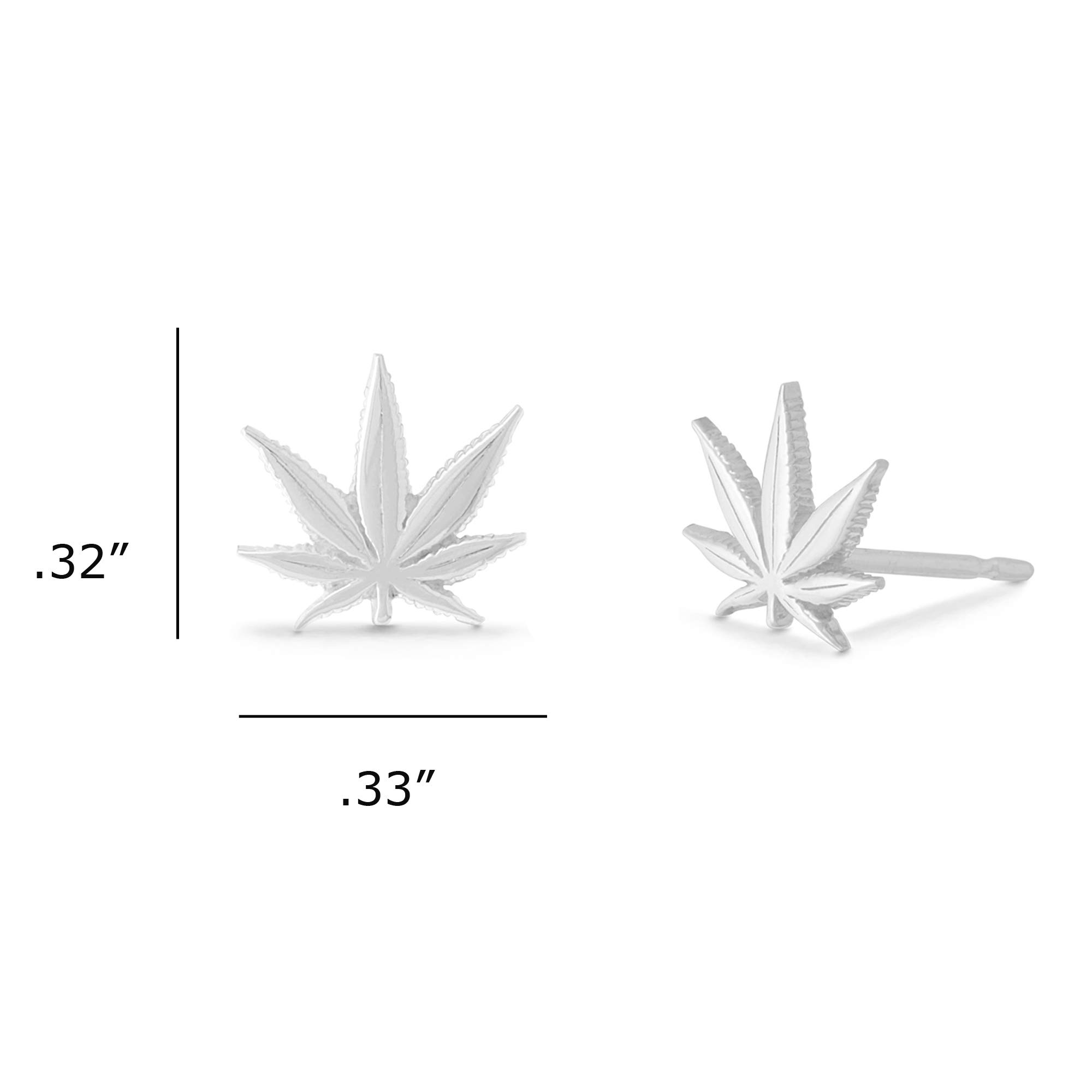 Sterling Silver Marijuana Leaf Stud Earrings for Women - Dainty Cannabis Pot Weed Jewelry - Perfect for 420 Gifts, Festivals, and Boho Fashion