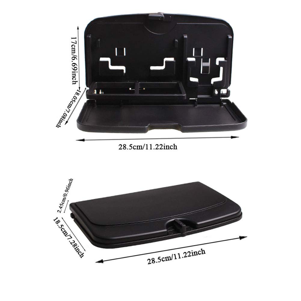 Foldable Car Seat Organizer & Dining Table Tray - Portable Food Storage for Drinks, Snacks, Books | Black | Perfect for Road Trips, Kids Meals & Commuting