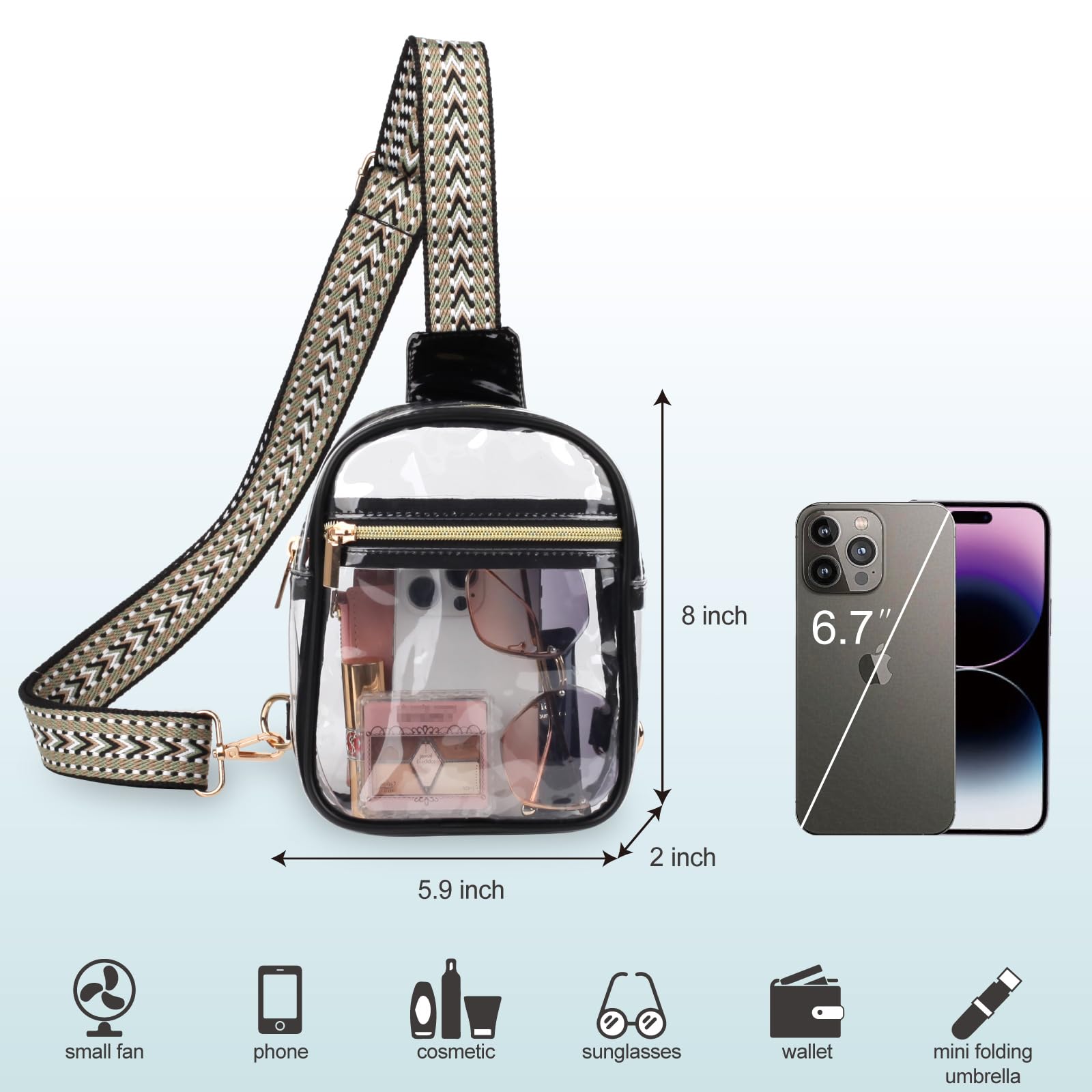 Clear Sling Bag - Adjustable Transparent Fanny Pack for Sports & Concerts