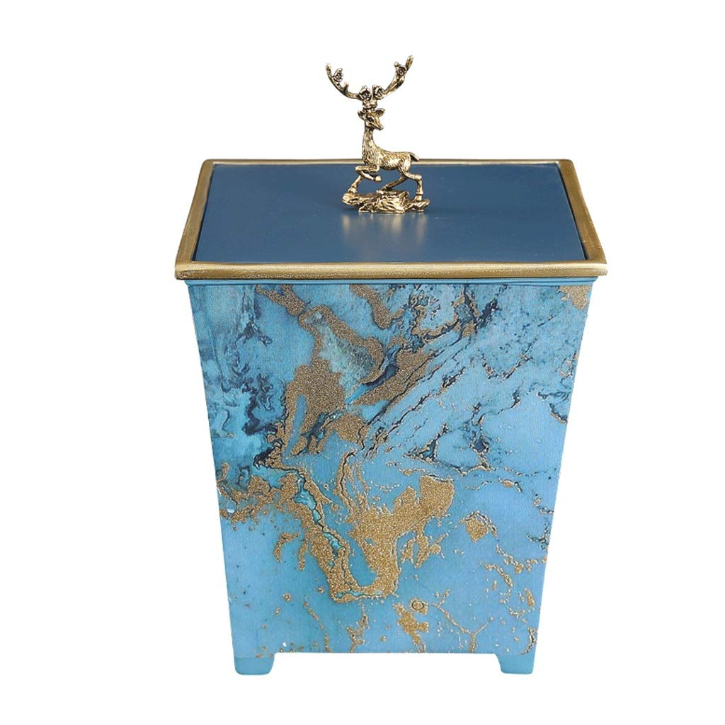 Stylish Covered Trash Can with Lid - Luxury Creative Living Room Garbage Bin, Storage Bin for Home Decor (Blue) - Perfect for Living Rooms, Bedrooms, and Office Spaces