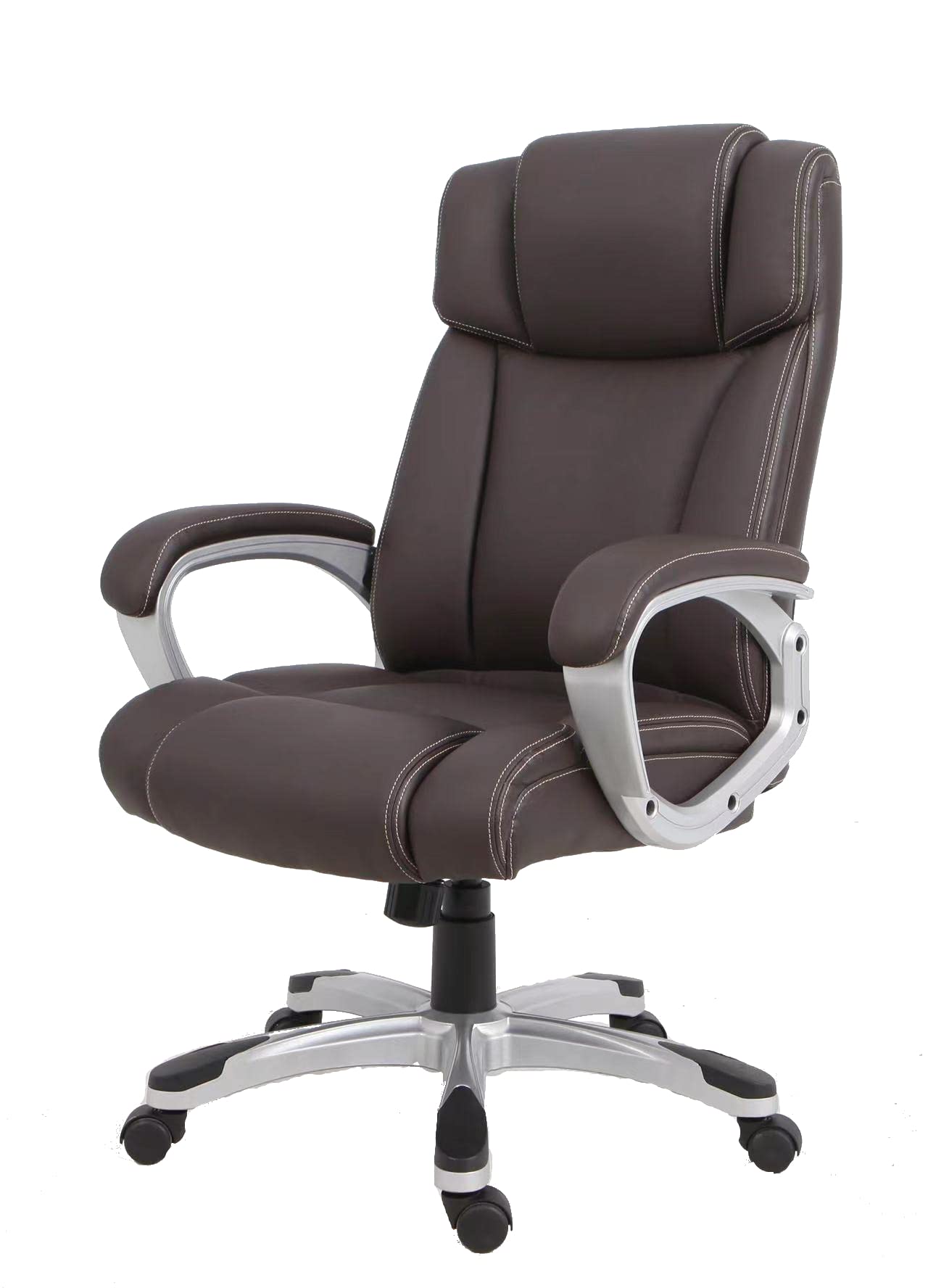 Ergonomic Massage Executive Office Chair with Lumbar Support - Adjustable Height & Reclining - Brown Leather - Perfect for Home Office, Gaming & Workspaces