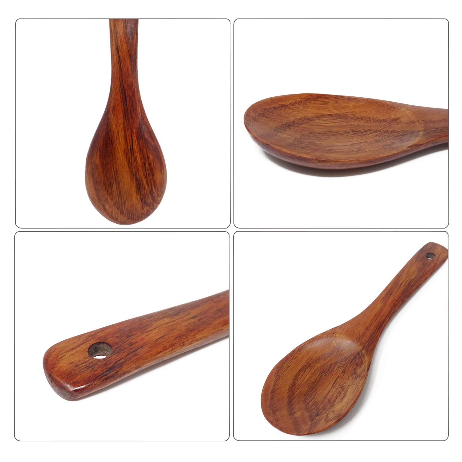 Honbay 2-Piece Wooden Rice Paddle Set - Natural Non-Stick Heat Resistant Cooking & Serving Spoons - Perfect for Rice, Stir-Fry & Kitchen Cooking Utensils
