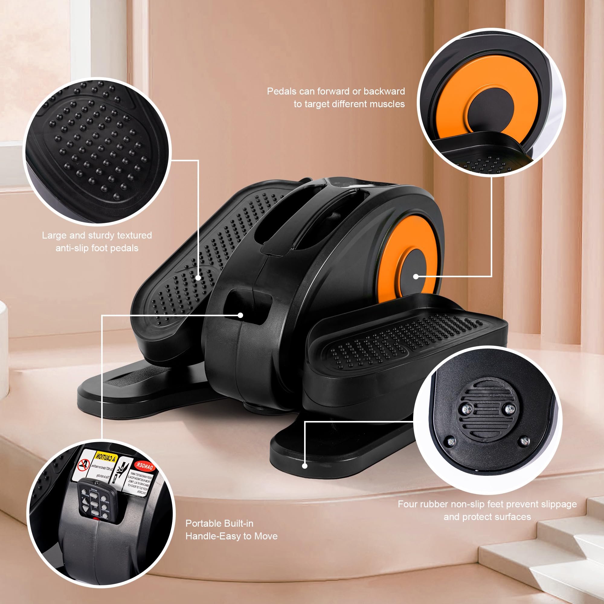 Under Desk Elliptical Machine - Electric Foot Pedal Exerciser with Remote Control | Compact & Portable Seated Elliptical Trainer for Home & Office | Perfect for Work from Home, Watching TV or Rehab Therapy
