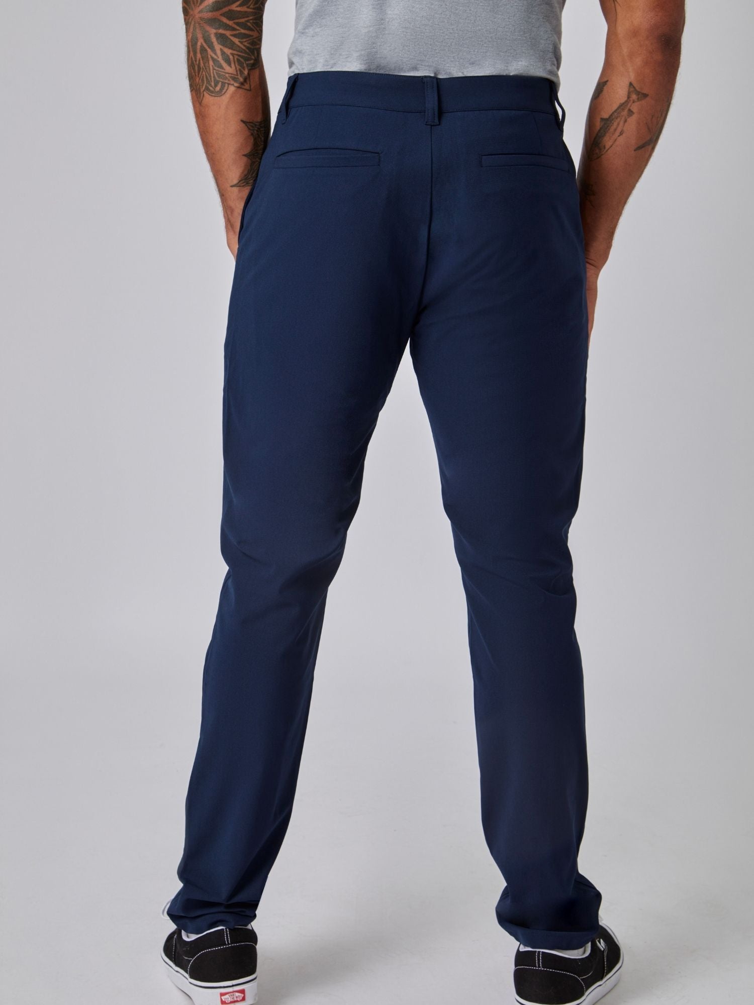 Men's Navy Blue Stretch Tech Pants - Comfortable & Durable Workout & Travel Pants for Gym, Running & Outdoor Activities