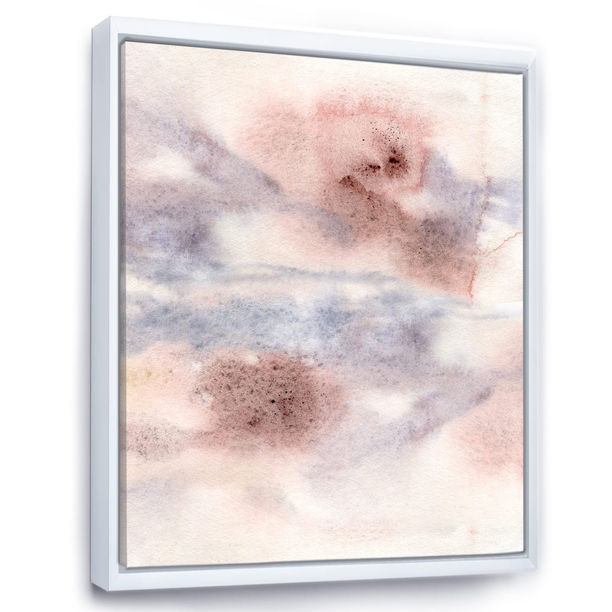 Pastel Abstract Canvas Wall Art - Blue Pink Gray & Red Spots Modern Framed Print | Perfect for Living Room, Bedroom & Office Decor