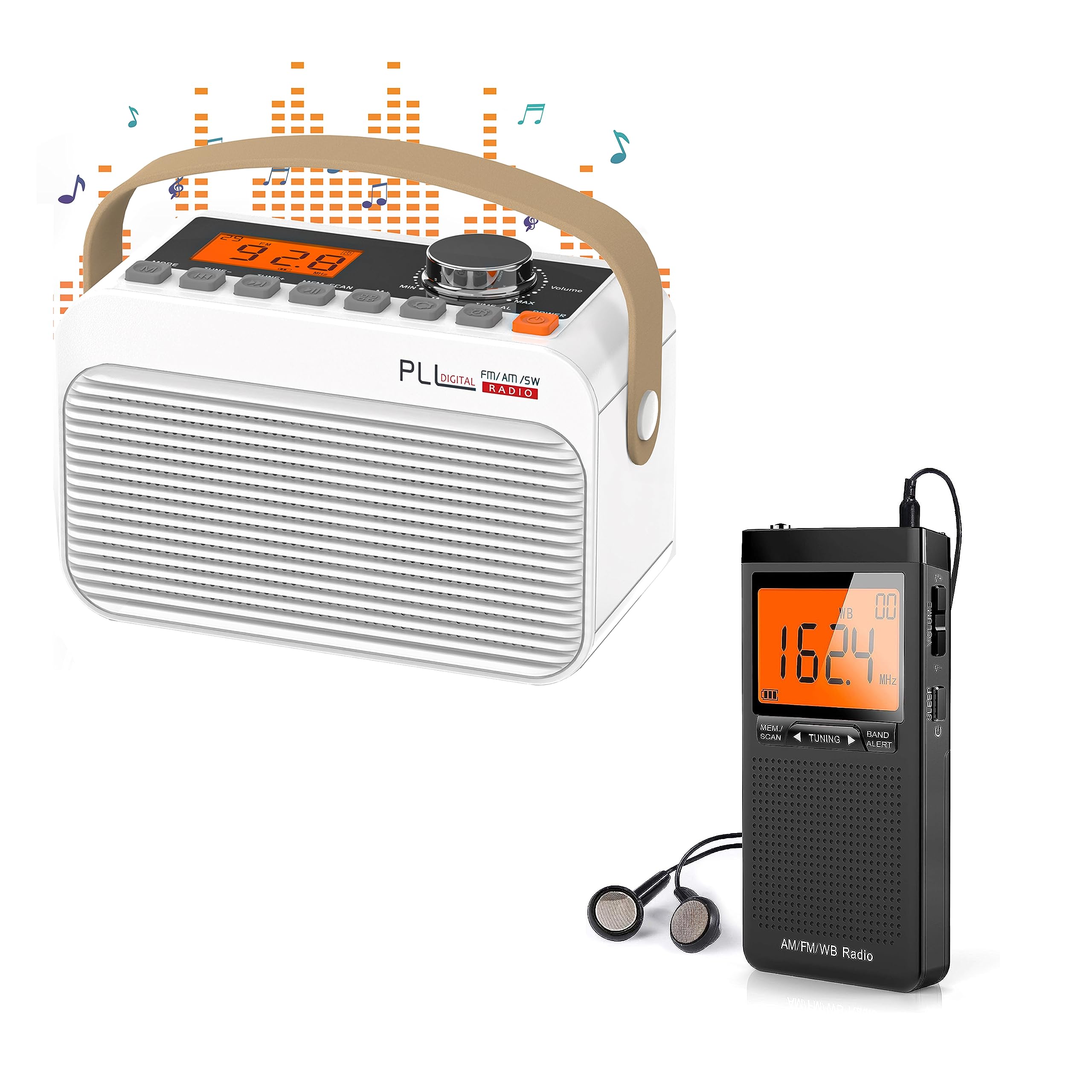 Greadio NOAA Weather Alert Radio - AM/FM Portable Transistor Radio with Best Reception, Battery Operated (2 AAA), LCD Display, Earphone Jack & Digital Clock | Emergency Preparedness, Outdoor Camping, Home Safety, Travel Essentials