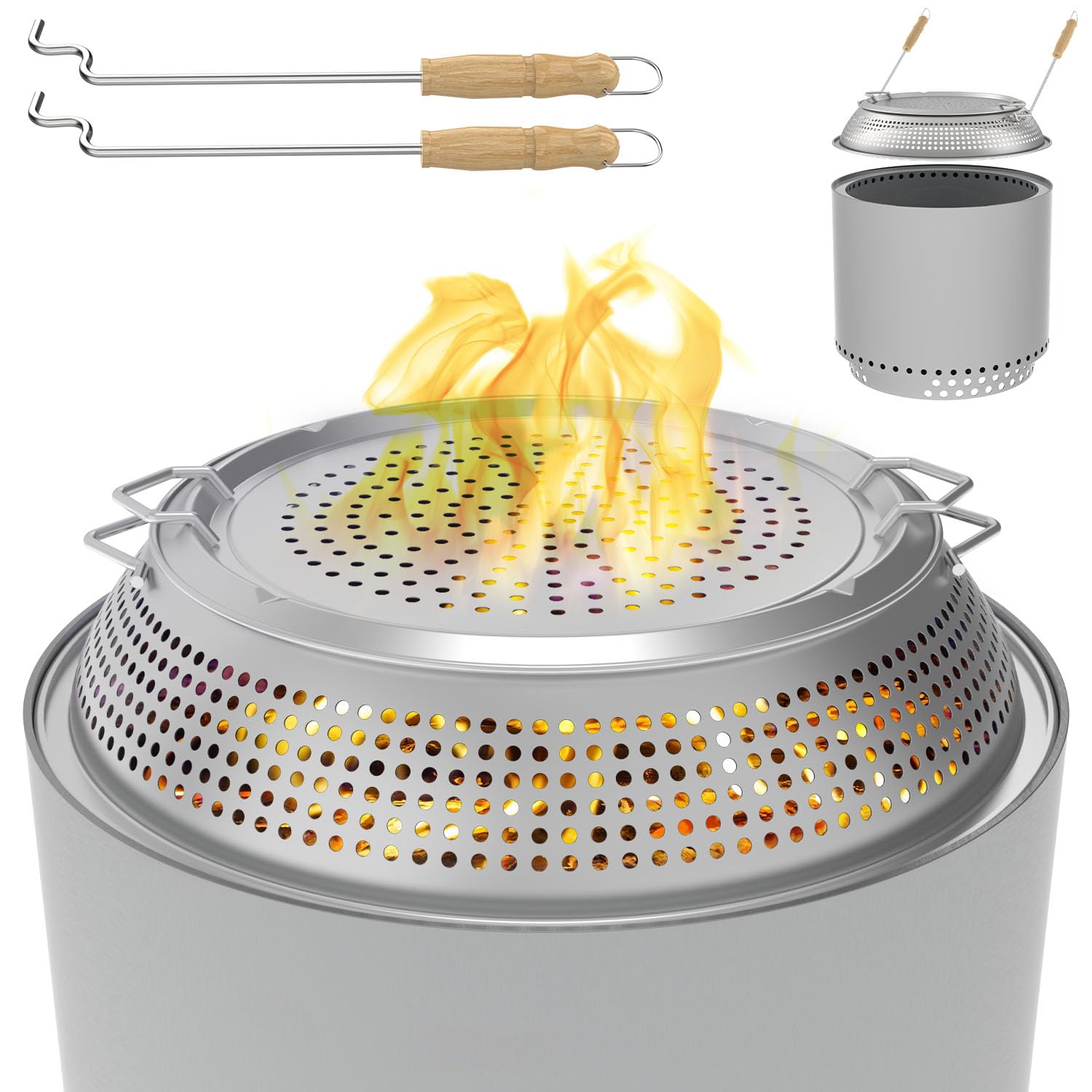 Solo Stove Yukon Spark Shield - Stainless Steel Fire Pit Spark Protector Screen for Outdoor Backyard, Camping & Bonfire Safety - Includes 2 Guide Sticks | Perfect for Patio, Garden & Campfire Gatherings
