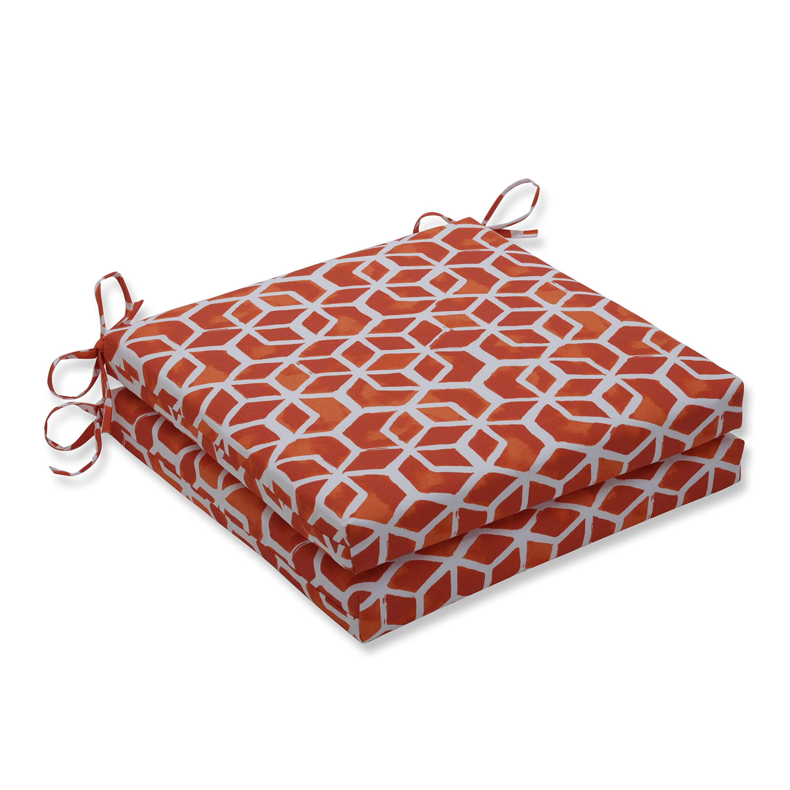 Pillow Perfect 20x20 Inch Celtic Marmalade Square Corner Seat Cushions - 2 Pack, Orange - Waterproof Outdoor & Indoor Cushions for Patio Furniture, Porch Swing, Window Seat - Comfortable & Durable Home Decor