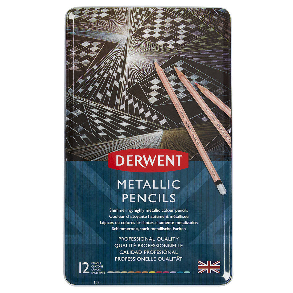 Derwent Metallic Colored Pencils Set of 12 - Premium Art Supplies for Drawing, Sketching & Adult Coloring Books | Perfect for Artists, Students & Craft Enthusiasts