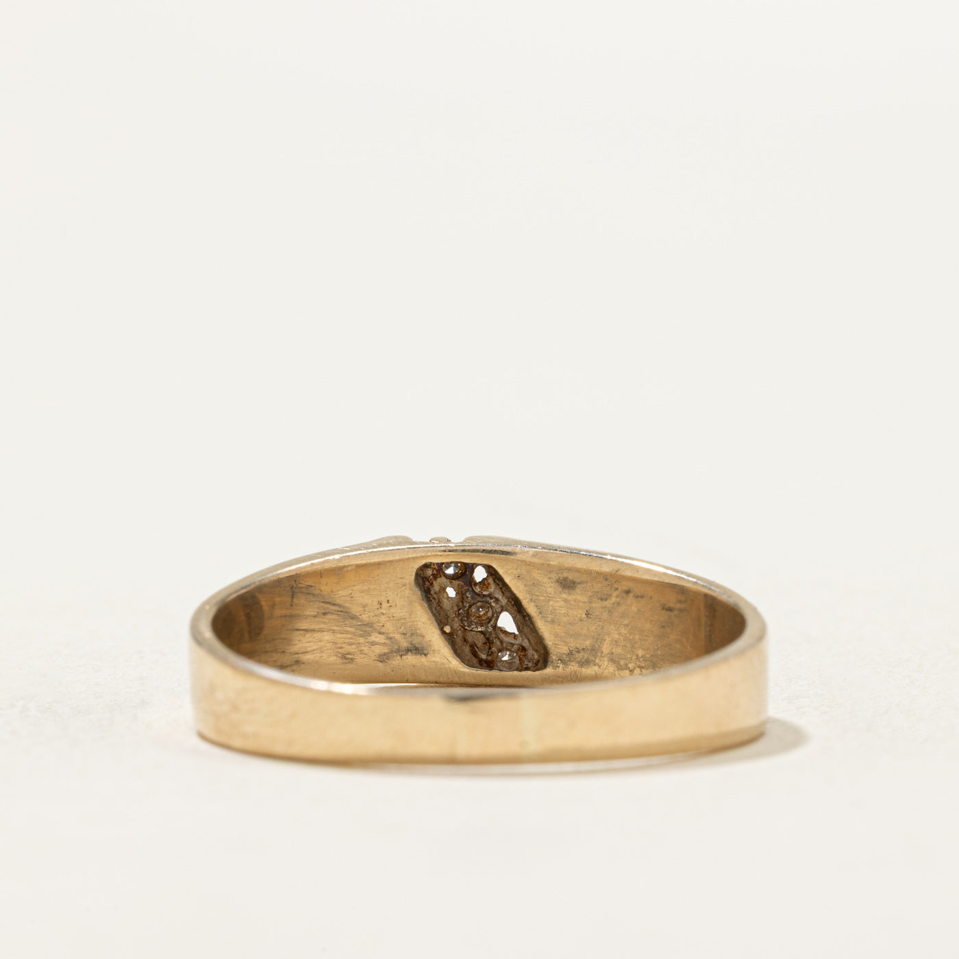 14K Gold Three Stone Diagonal Diamond Ring Band | 0.02ctw | Size 10.25 | Wedding, Engagement, Anniversary Gift for Her | Perfect for Bridal Jewelry & Special Occasions