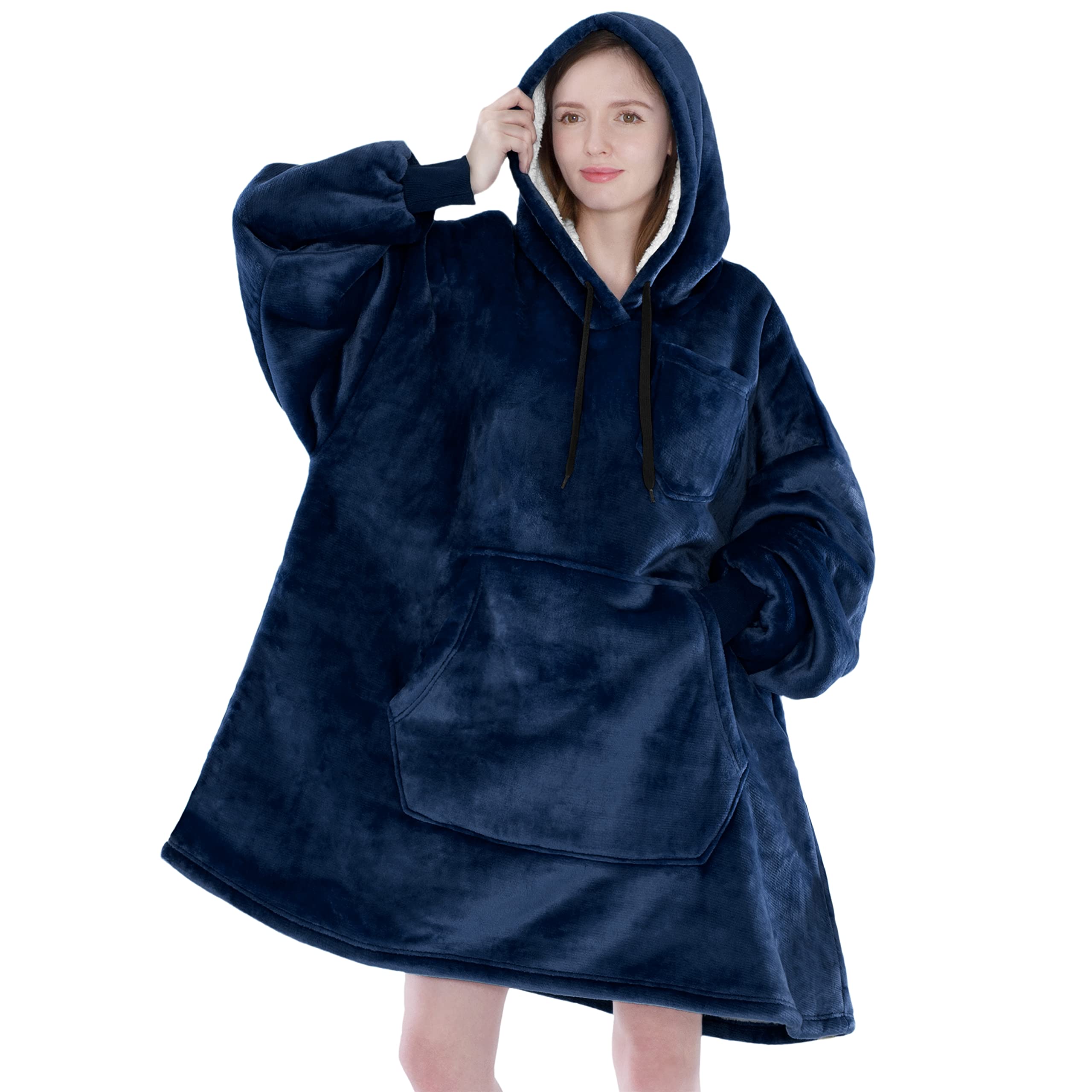 PAVILIA Women's Sherpa Wearable Blanket Hoodie - Oversized Cozy Hooded Sweatshirt Blanket for Men & Women | Perfect for Lounging, Netflix Nights & Outdoor Camping