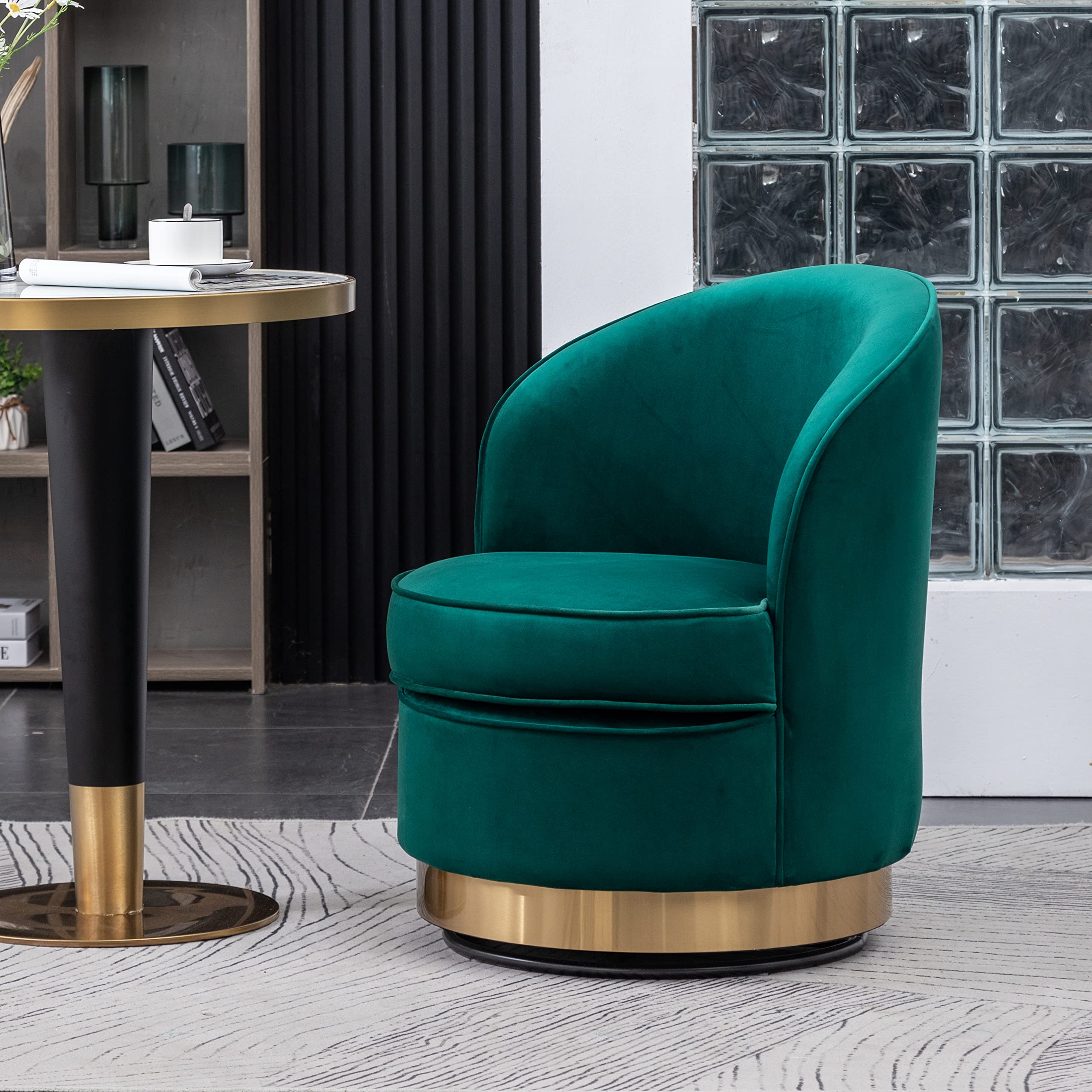 Roundhill Furniture Wania Accent Table with Chair - Modern Green Side Table for Living Room, Bedroom, or Office Decor