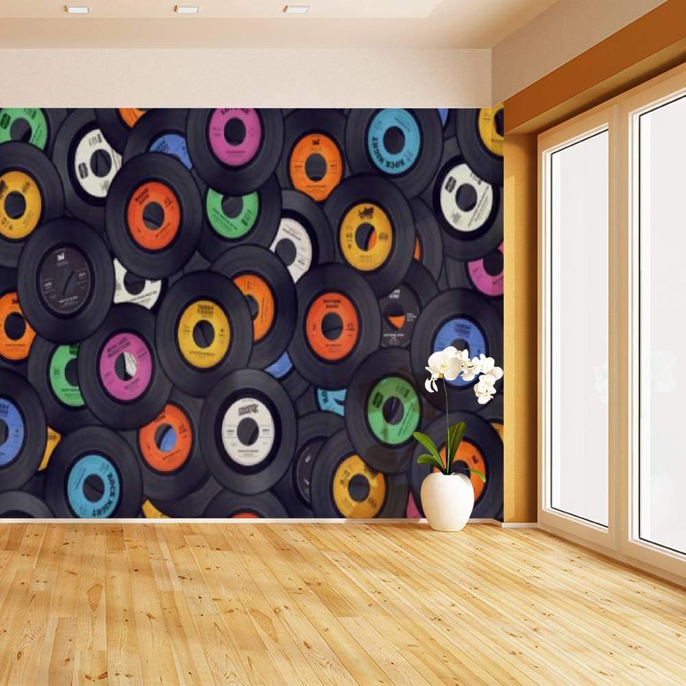 RECETHROWS Retro Music Peel and Stick Wallpaper - Self-Adhesive Vinyl Wall Mural for Home Decor, Large Removable Wall Sticker for Living Room, Bedroom & Office (17.7