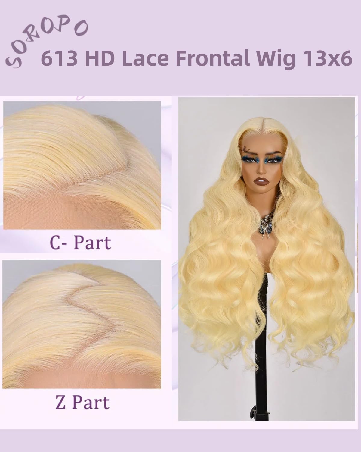 30 Inch 613 Blonde Human Hair Lace Front Wig - 13x6 HD Lace Frontal with Pre-Plucked Hairline & Baby Hair - 200% Density Body Wave for Daily Wear, Parties & Special Occasions