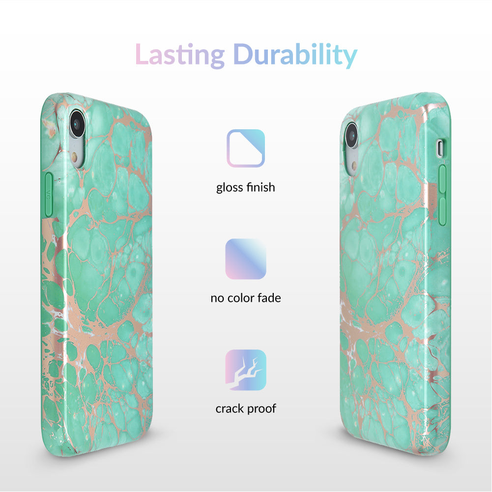 Turquoise Rose Gold Chrome iPhone Case - Stylish Protective Cover for iPhone 13/14/15 Pro Max - Trendy Fashion Accessory for Women & Girls - Perfect for Everyday Use, Travel & Gifting