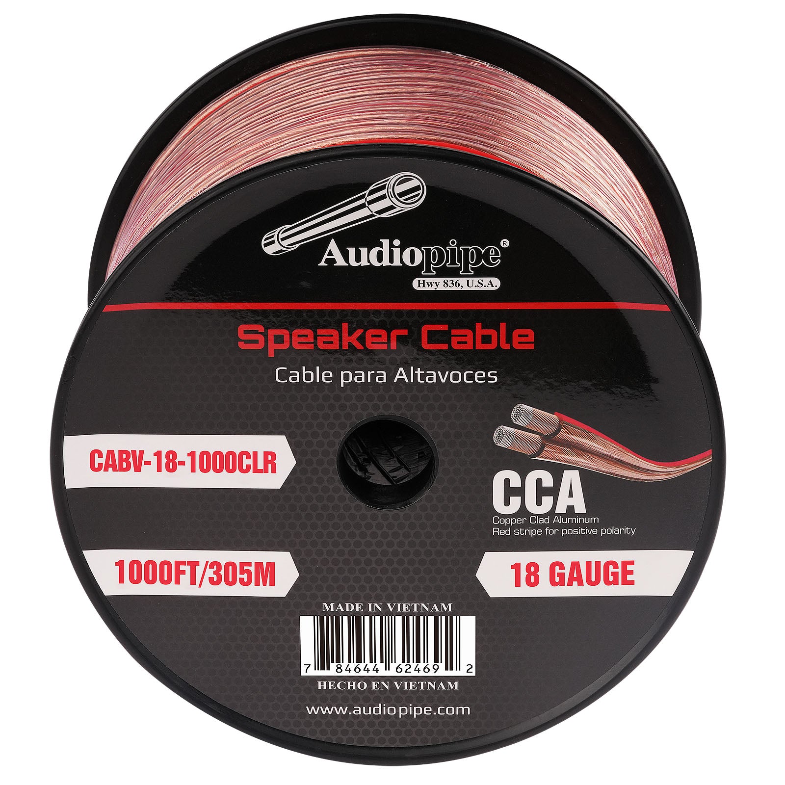 1000FT 18AWG Speaker Wire - High Performance Oxygen-Free Copper Audio Cable (CABV 18 1000CLR) for Home Theater, Studio, and Professional Sound Systems