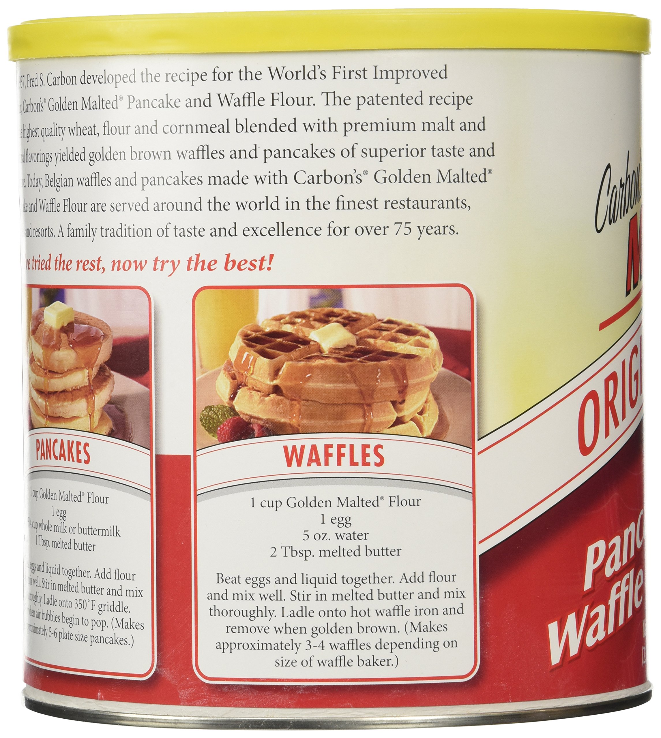 Golden Malted Waffle & Pancake Flour - Original Mix (33 oz Can) - Perfect for Breakfast, Brunch & Family Gatherings