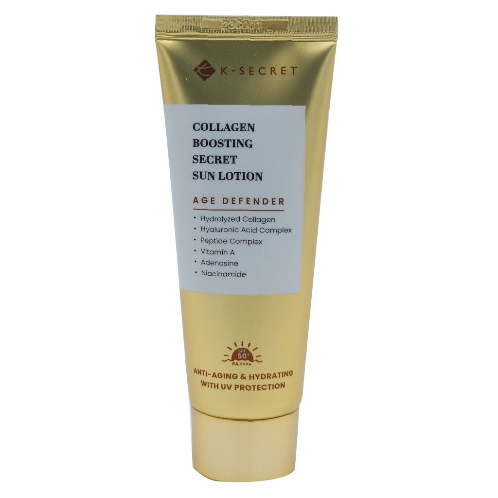 K Secret Collagen Boosting Age Defender Sunscreen Lotion SPF 50+ PA++++ 60ml - Anti-Aging & UV Protection for Daily Skincare Routine