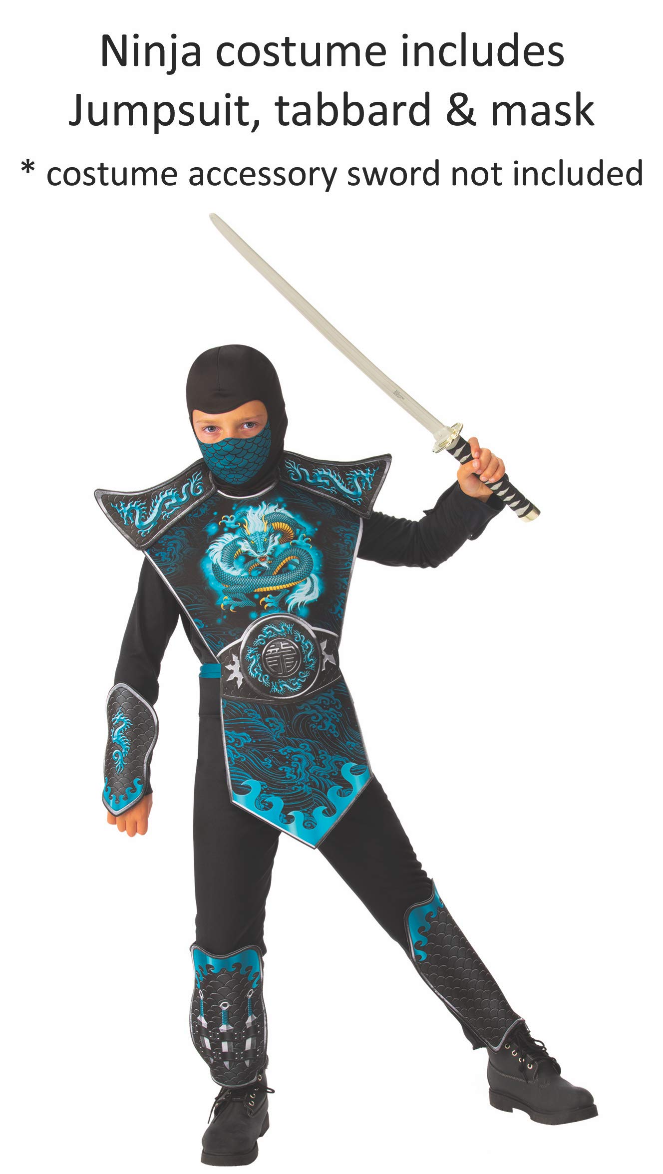 Rubies Boys Blue Dragon Ninja Costume - Medium Size | Kids Halloween Cosplay, Birthday Party Dress-Up, Anime Character Costume
