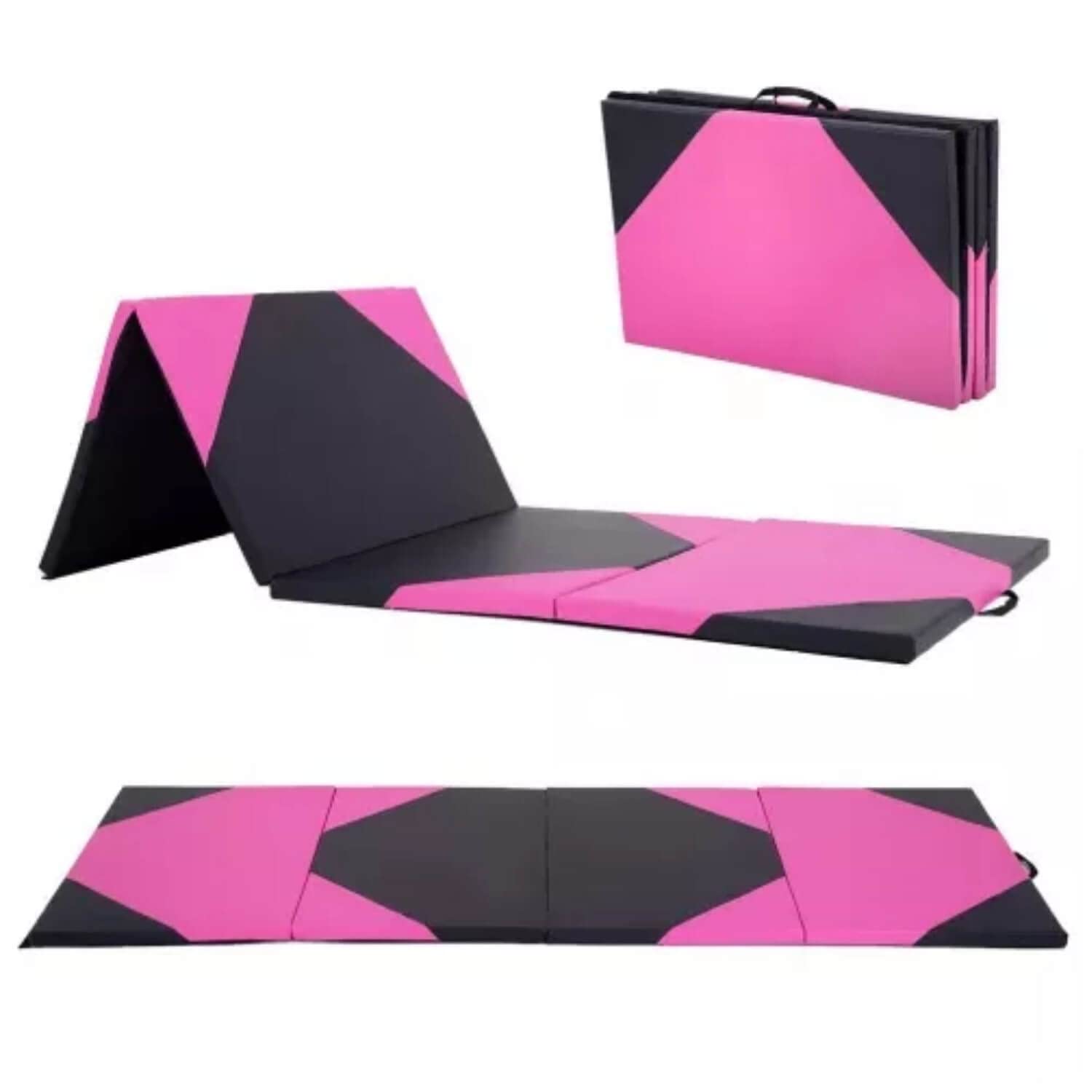 4x10x2 Inch Extra Thick Folding Gymnastics Mat - Portable Exercise & Tumbling Mat for Home Gym, Anti-Tear Wrestling & Crash Panel Mat with Carrying Handles - Perfect for Kids, Adults Yoga, Martial Arts & Fitness Training