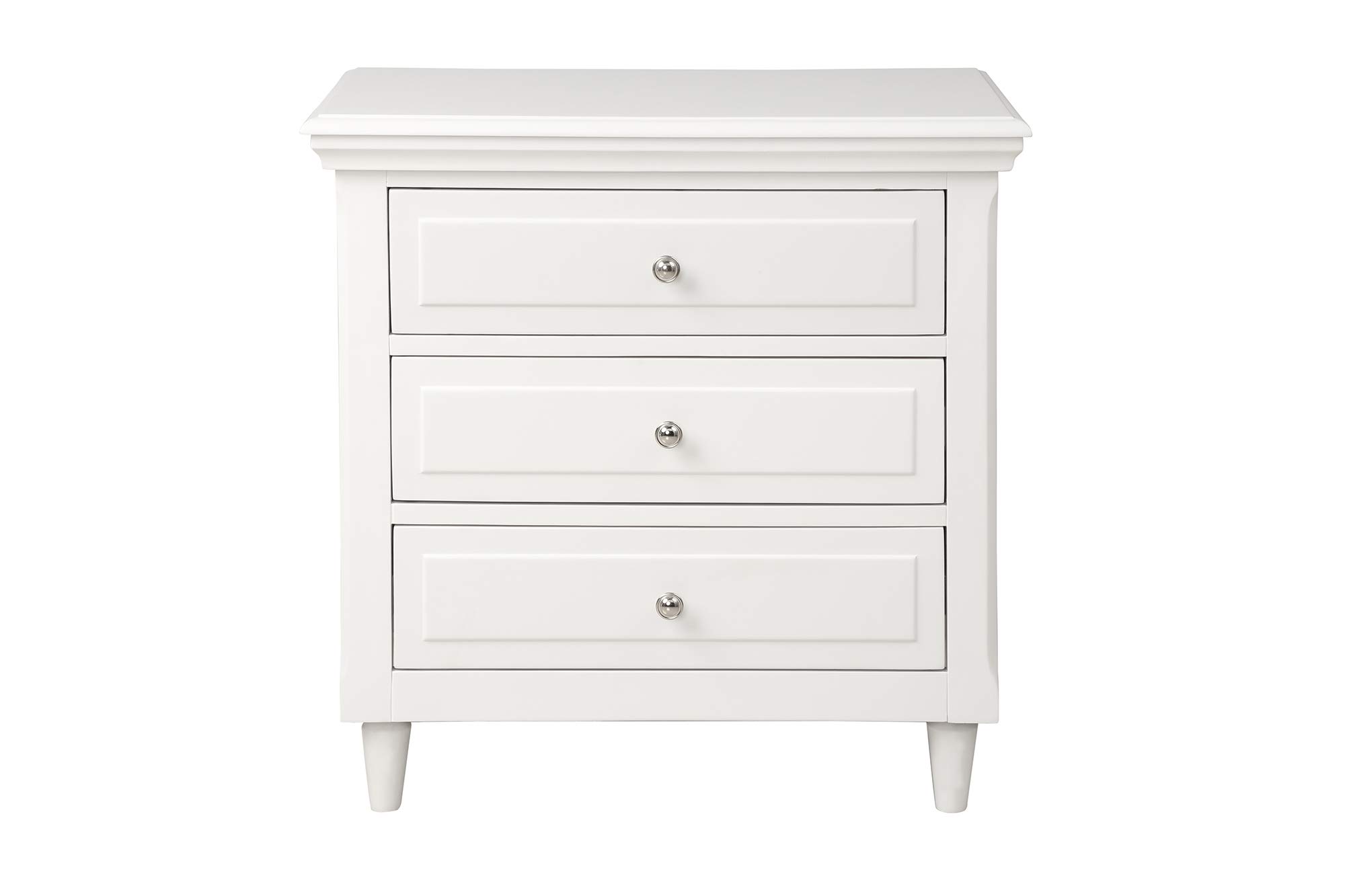 3-Drawer Wood Nightstand with Storage - White Bedside Table for Bedroom, Living Room & Office Organization