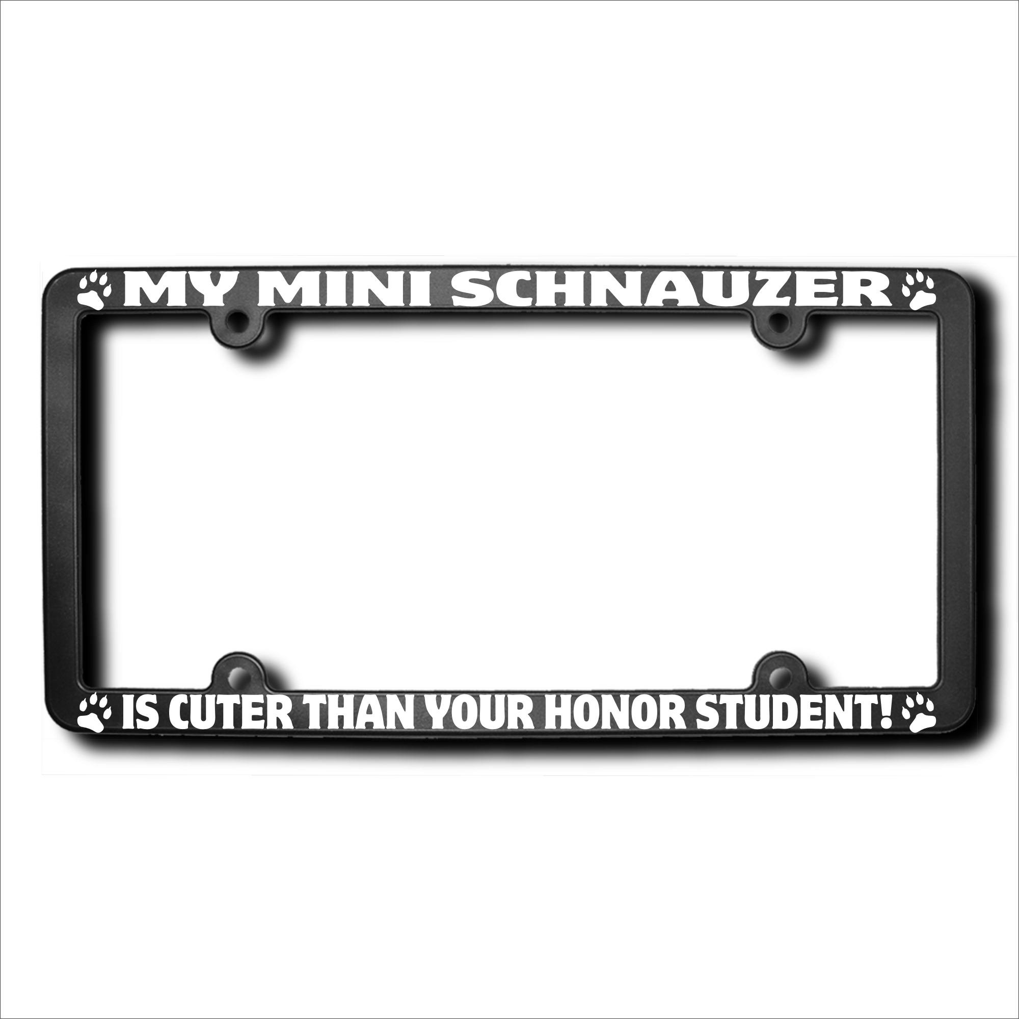 Personalized Mini Schnauzer Car License Plate Frame - Cute Pet Lover Accessory for Dog Owners | Perfect for Cars, Trucks & Gifts