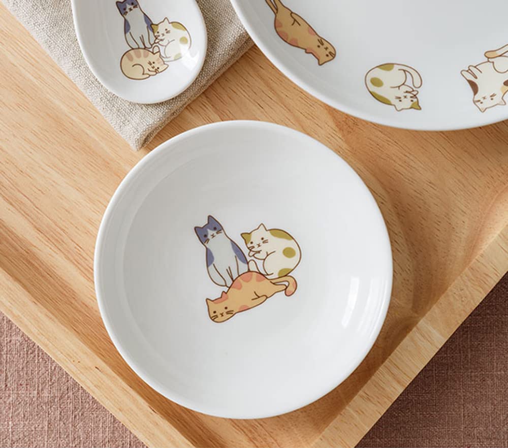 6-Piece Ceramic Cat Appetizer Plates - Small Sauce Dishes, Dessert Bowls & Seasoning Dishes for Cats - Perfect for Pet Parties, Cute Tableware for Kitty Treats & Snacks