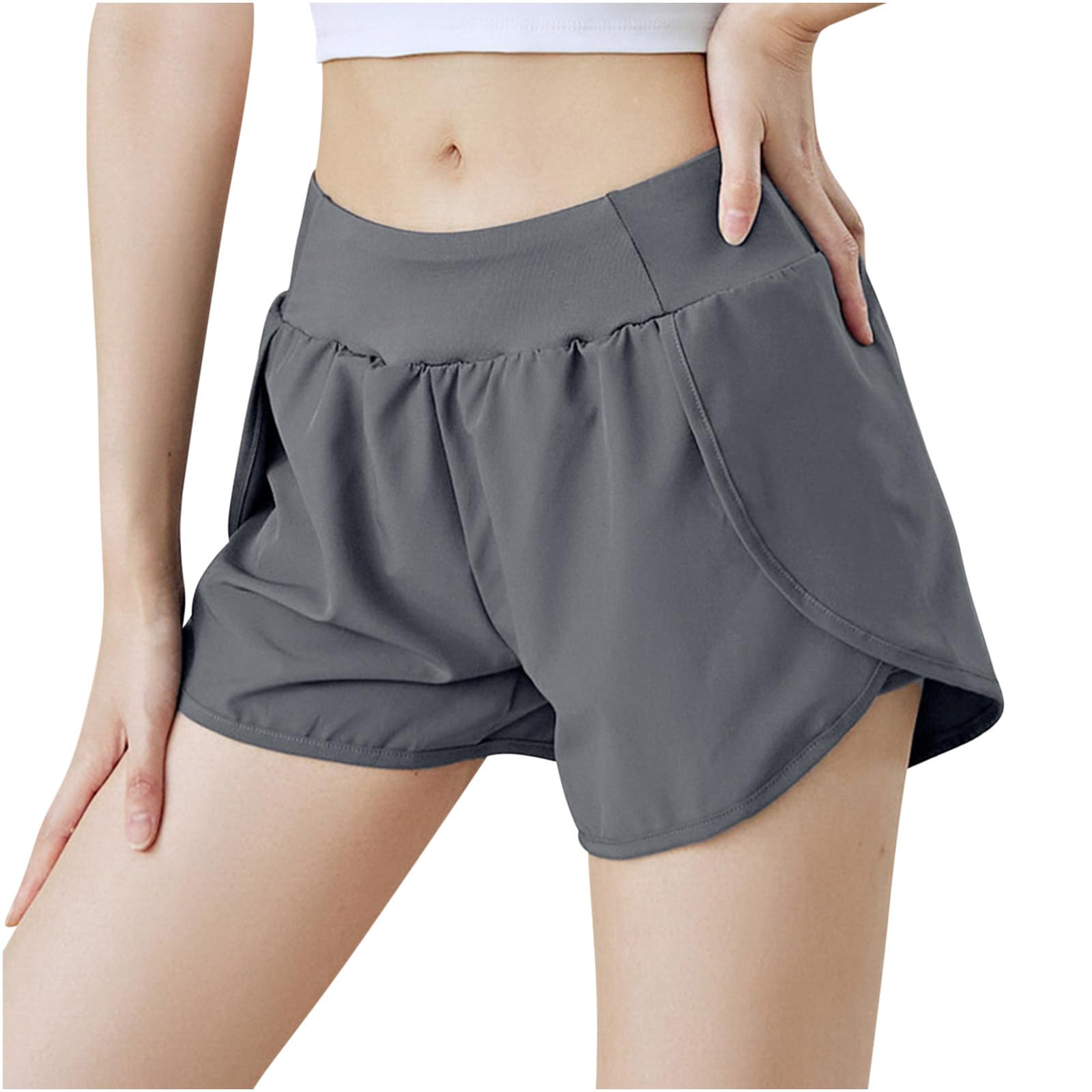 Women's High Waist Yoga Shorts with Side Splits - Breathable Workout Shorts for Gym, Running, Tennis & Fitness | 2-in-1 Athletic Shorts for Women | Lightweight Comfort & Freedom of Movement