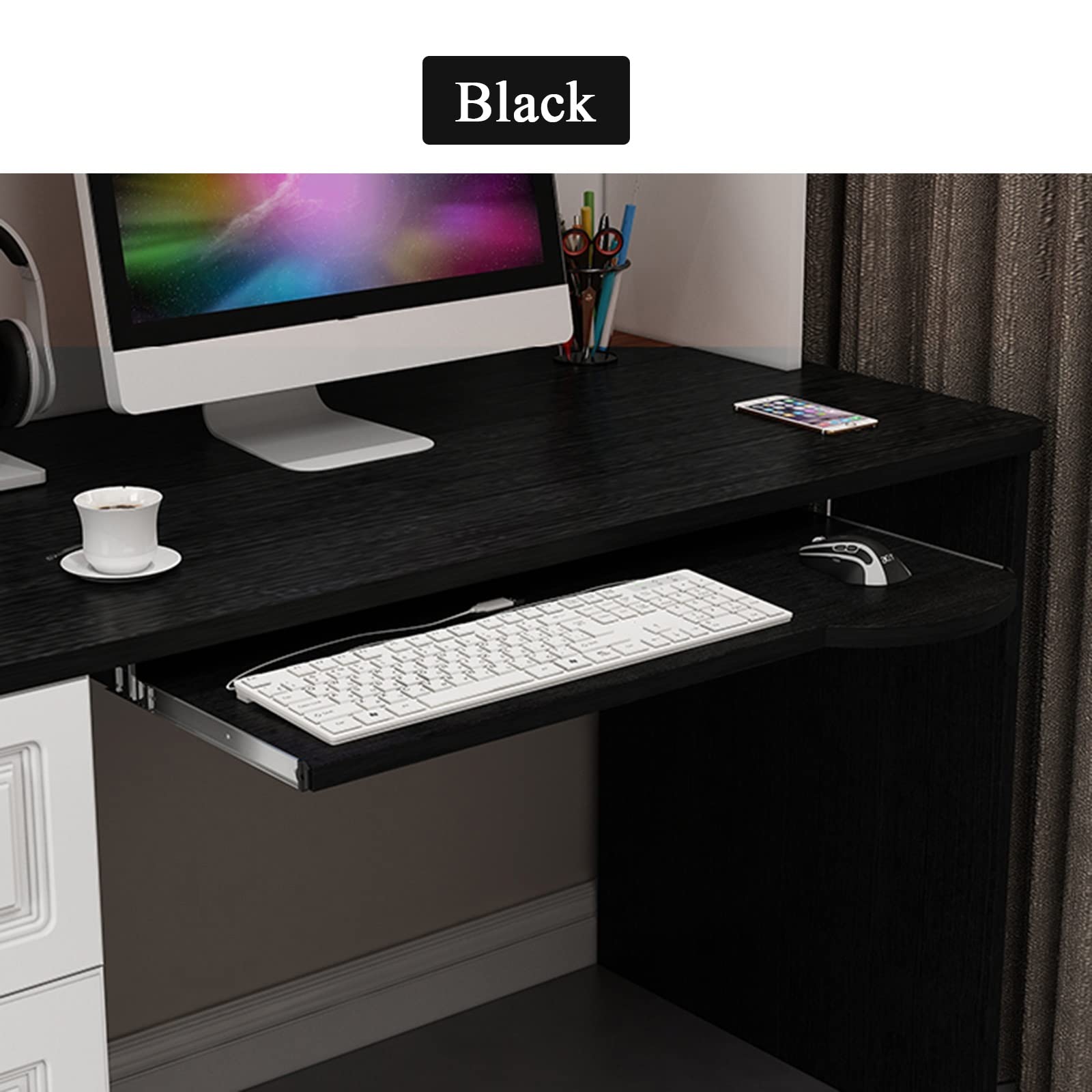 V3VOGUE Under Desk Keyboard Tray - Slide-Out Adjustable Height Keyboard Stand with Slide Rail & Mouse Pad - Ergonomic Home Office Desk Extender for Push-Pull Convenience - Perfect for Computer Workstations, Gaming Setups & Small Spaces