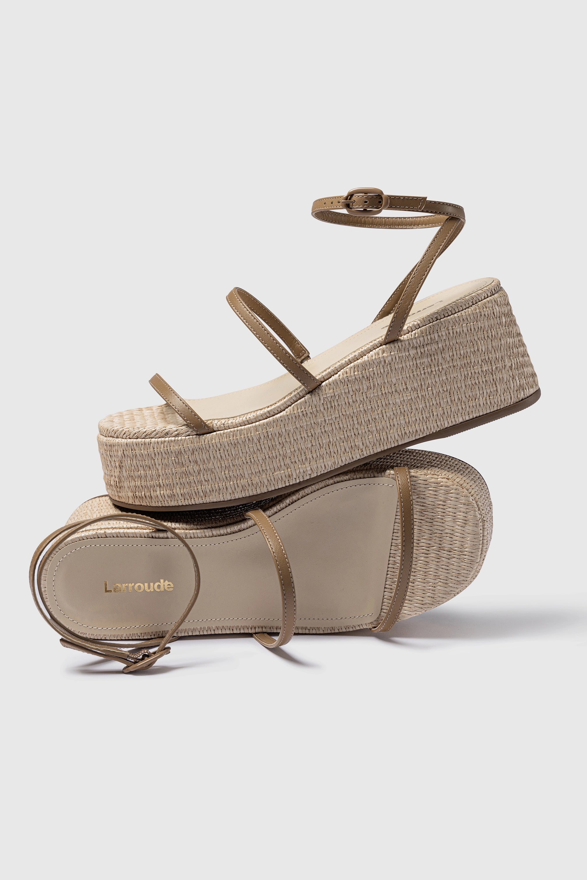 Gio Flatform Sandals Women's - Natural Raffia & Hazelnut Leather Straps | Comfortable Summer Beach Sandals for Walking, Vacation & Outdoor Activities