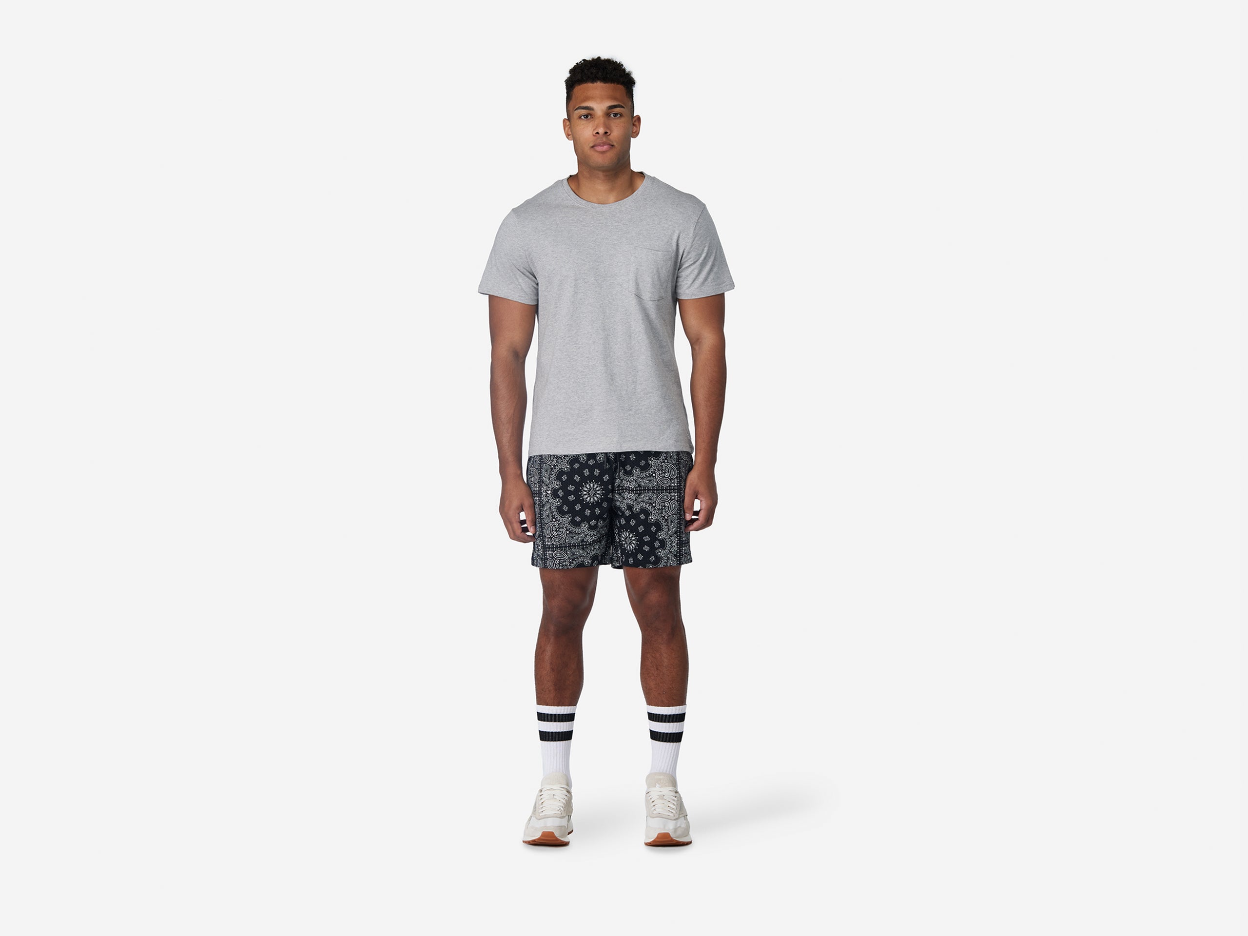 6 Pocket Lounge Shorts for Men - Comfortable Casual Bandana Print Shorts - Perfect for Relaxing at Home, Lounging, or Summer Outings