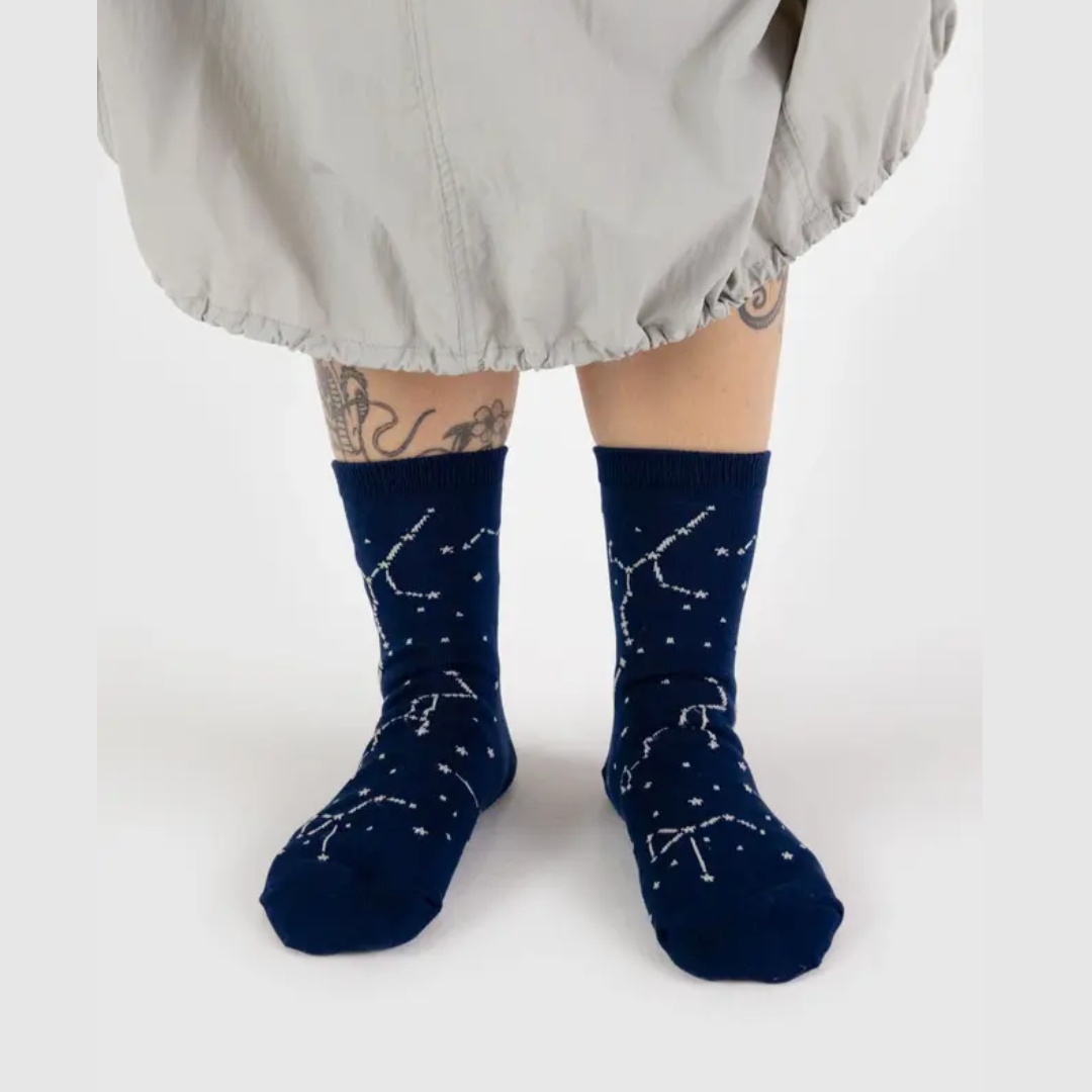 BAGGU Constellation Crew Socks - Comfortable Cotton Star Print Ankle Socks for Men & Women - Perfect for Everyday Wear, Gifts & Space-Themed Outfits