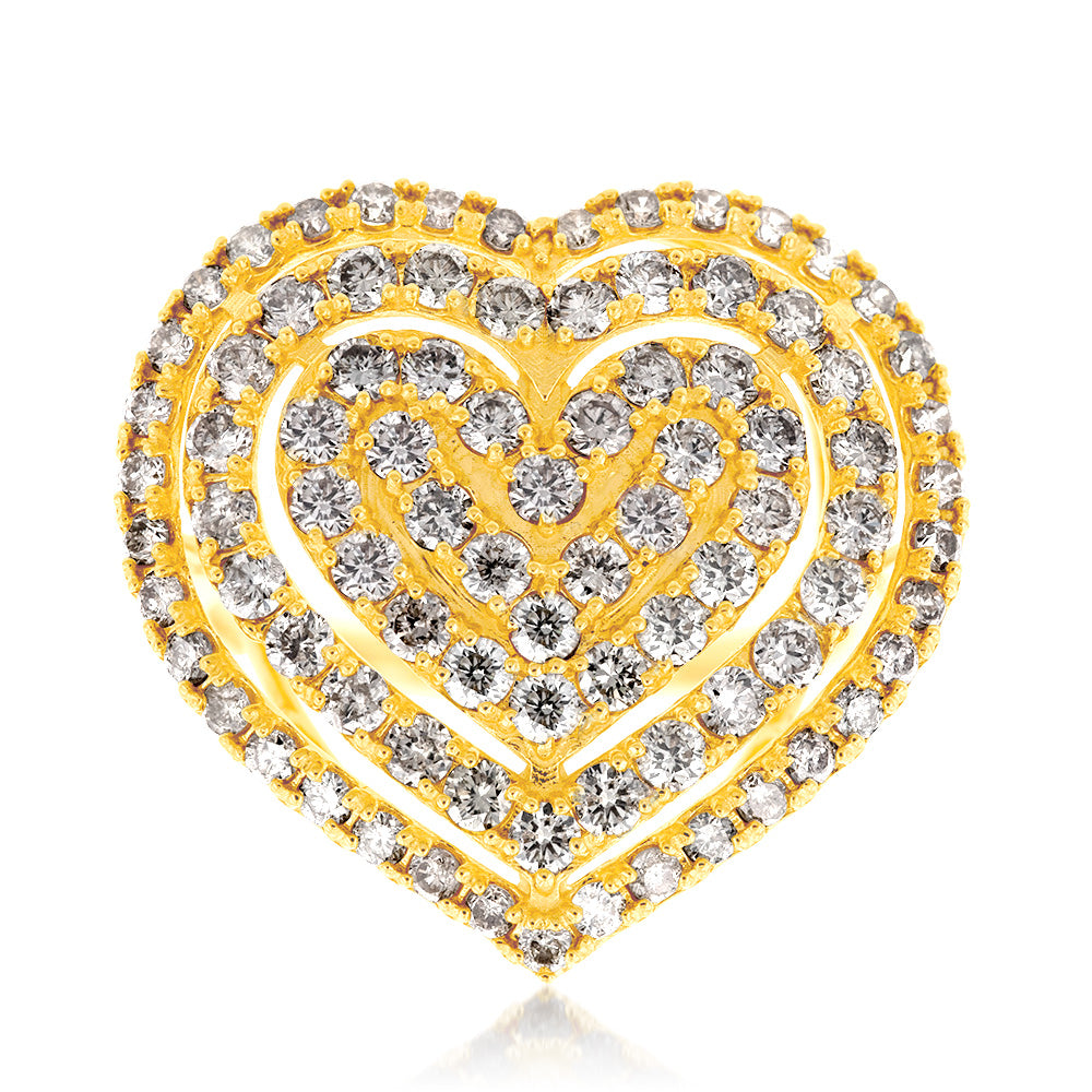 18ct Yellow Gold 2 Carat Diamond Heart Cluster Ring - Elegant Jewelry for Valentine's Day, Anniversary & Romantic Gifts