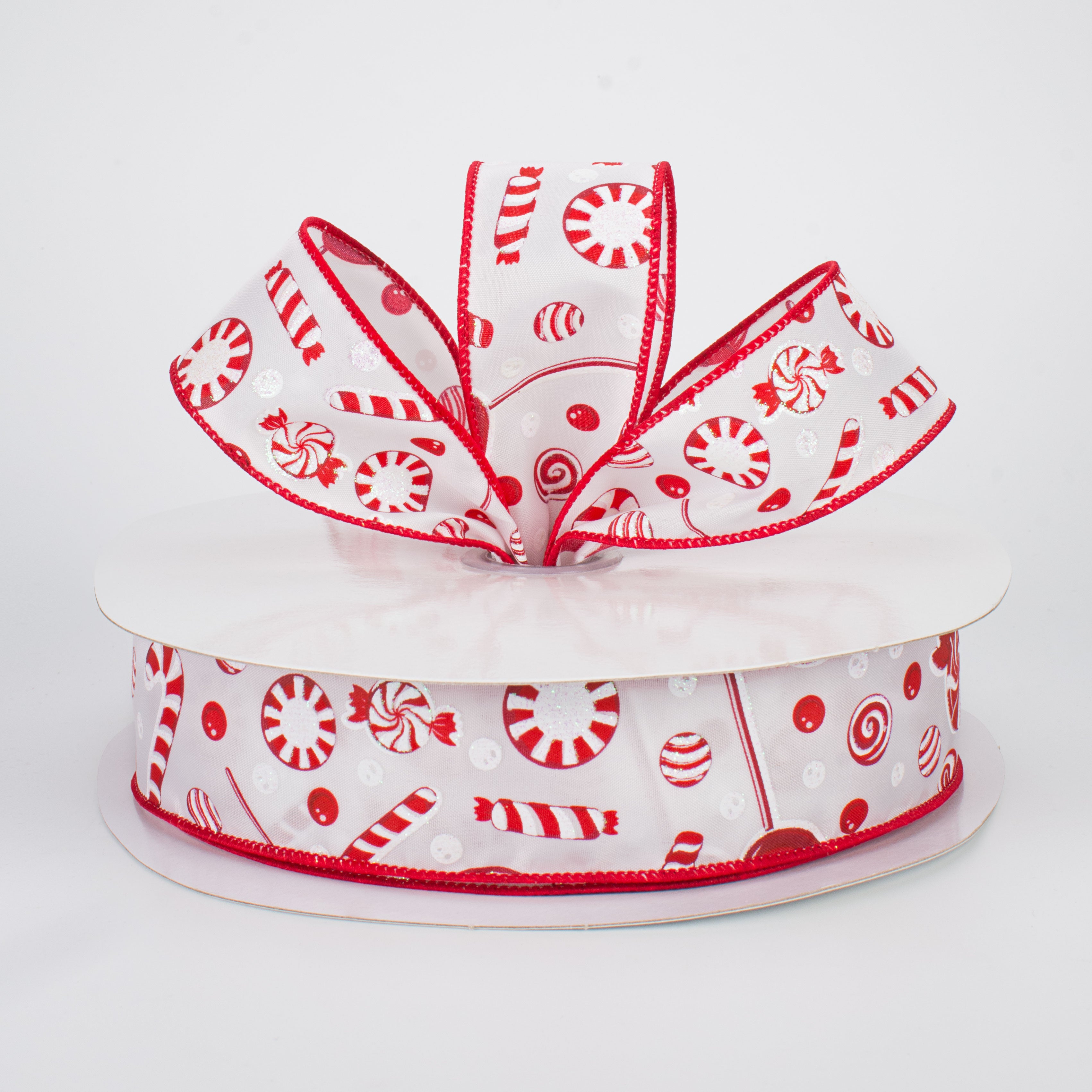 1.5 Inch Red & White Candy Stripe Ribbon - 50 Yards Bulk Roll for Gift Wrapping, Party Decorations, Christmas Crafts & DIY Projects