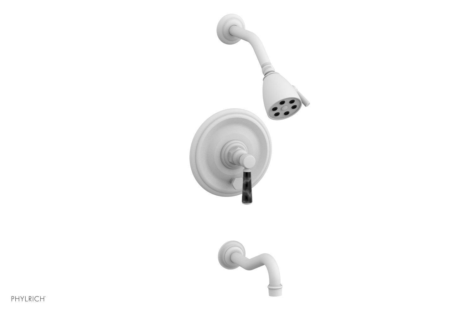 HENRI Pressure Balance Tub and Shower Faucet Set - Black Marble Lever Handle 161 28 - Perfect for Modern Bathroom Renovation and Luxury Spa Experience