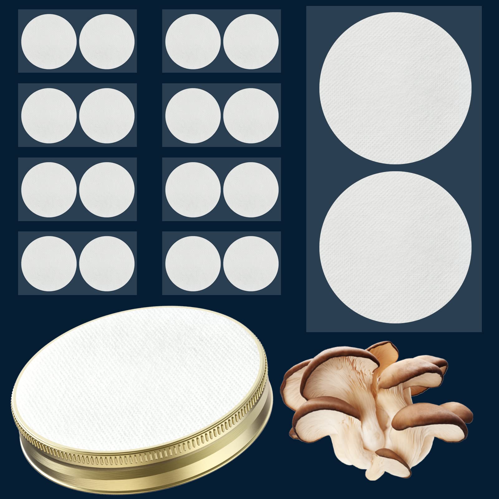 82mm 0.3μm PTFE Filter Disc Stickers - 18pcs Synthetic Filter Paper with Strong Adhesive for Wide Mouth Mason Jars | Ideal for Mushroom Cultivation, Fermentation, Home Brewing & DIY Science Projects