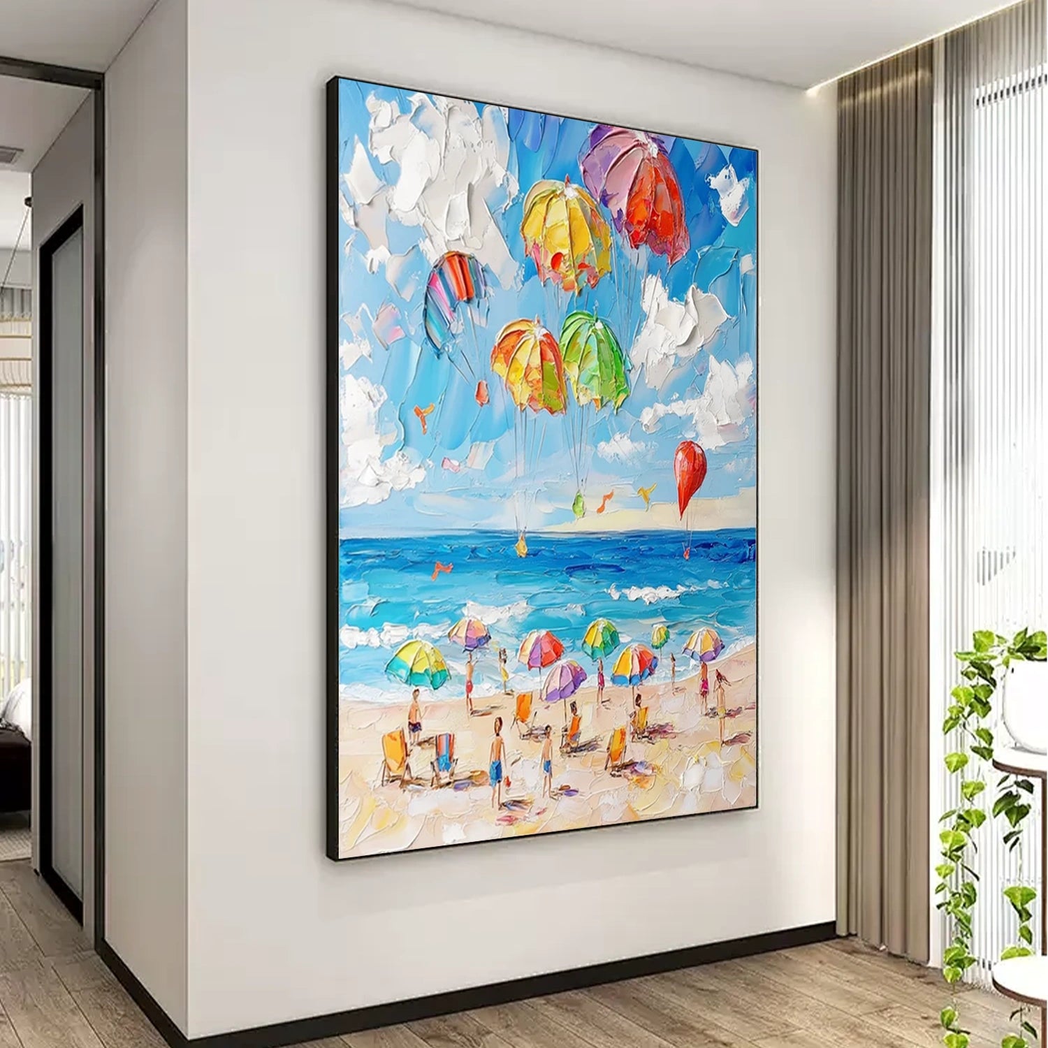 Seascape and Snowy Peak Landscape Painting - Premium Wall Art Decor for Living Room, Bedroom, Office #SP055 | Coastal & Mountain Scenery Canvas Print
