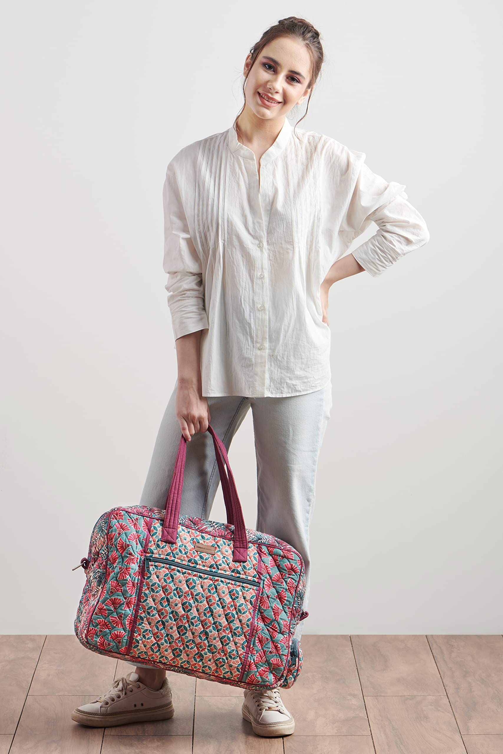 Maison d'Hermine 100% Cotton Women's Shoulder Bag with Zip Pockets - Perfect for Beach, Shopping, Travel & Hiking | Durable & Stylish Handbag for Everyday Use