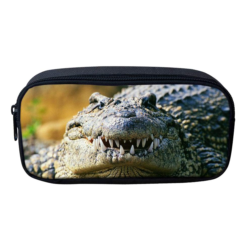 Cute Animal Crocodile Pencil Case for Girls & Kids - Canvas Zipper Pouch for School Supplies, Makeup & Cosmetics | Perfect for Backpack, Travel & Daily Organization