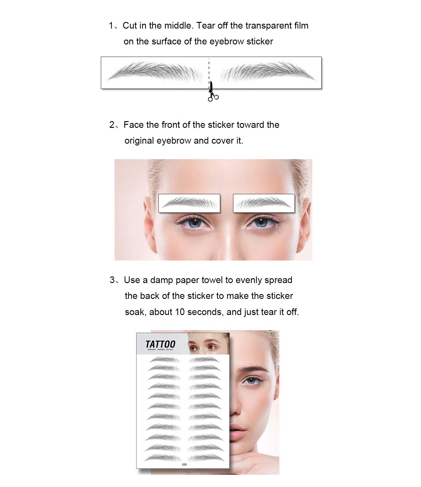 8 Pairs S.A.V.I 6D Natural Look Eyebrow Stickers - Waterproof, Long Lasting Up to 7 Days, Temporary Tattoo for Perfect Brows - Ideal for Daily Use, Travel, and Special Occasions
